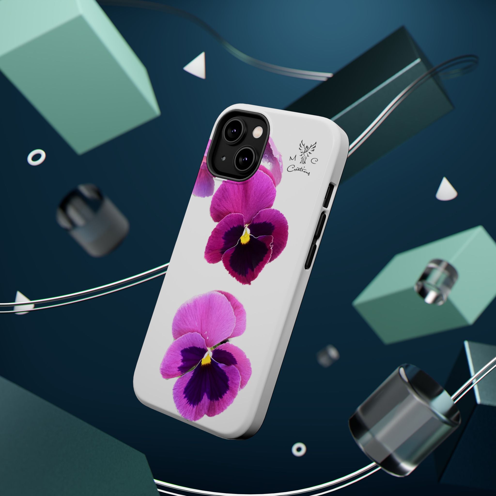 Pansy Blossom Magnetic Phone Case — Impact‑Resistant Floral iPhone Cover