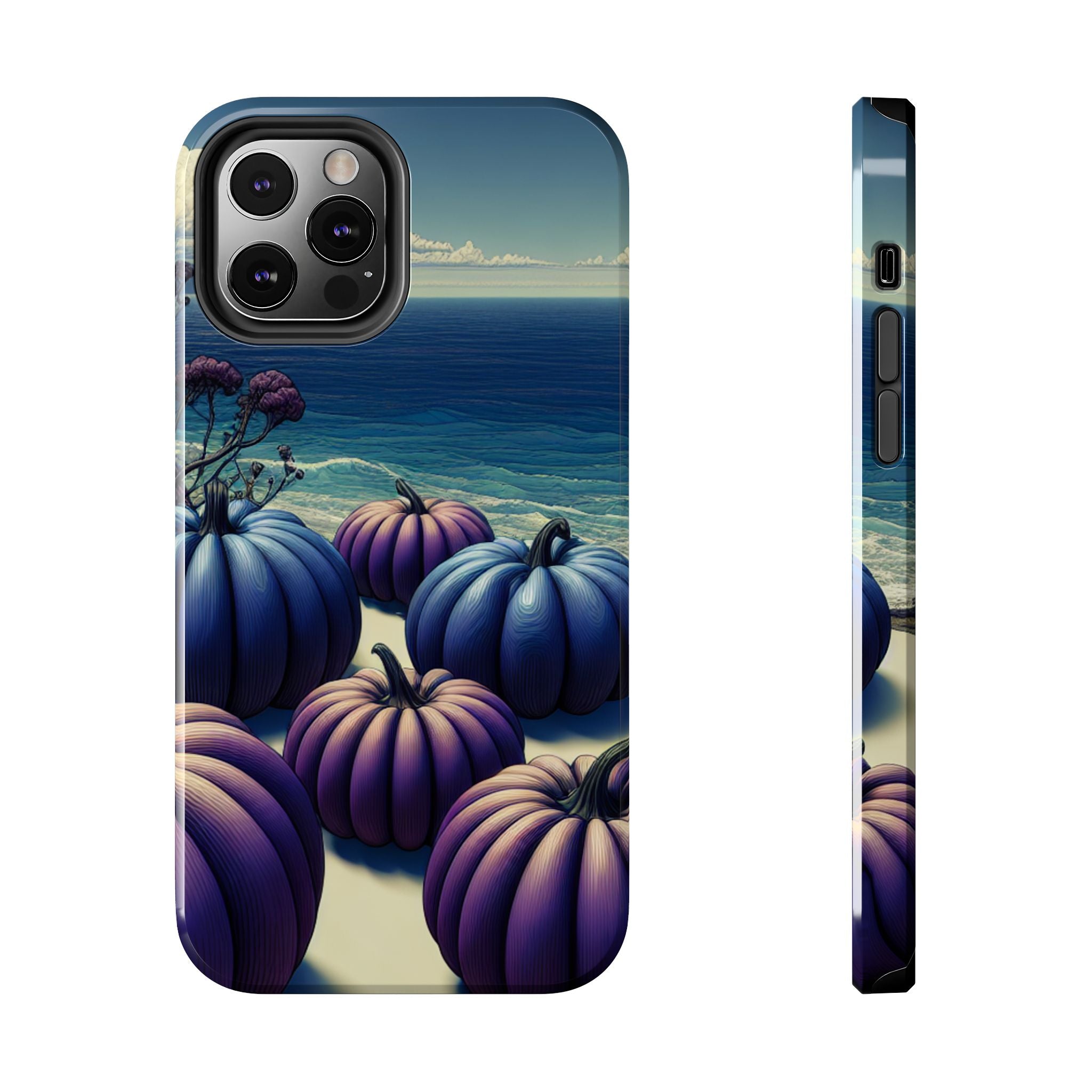 Blue Pumpkin Beach Tough Phone Case — Coastal Halloween Fall iPhone Cover