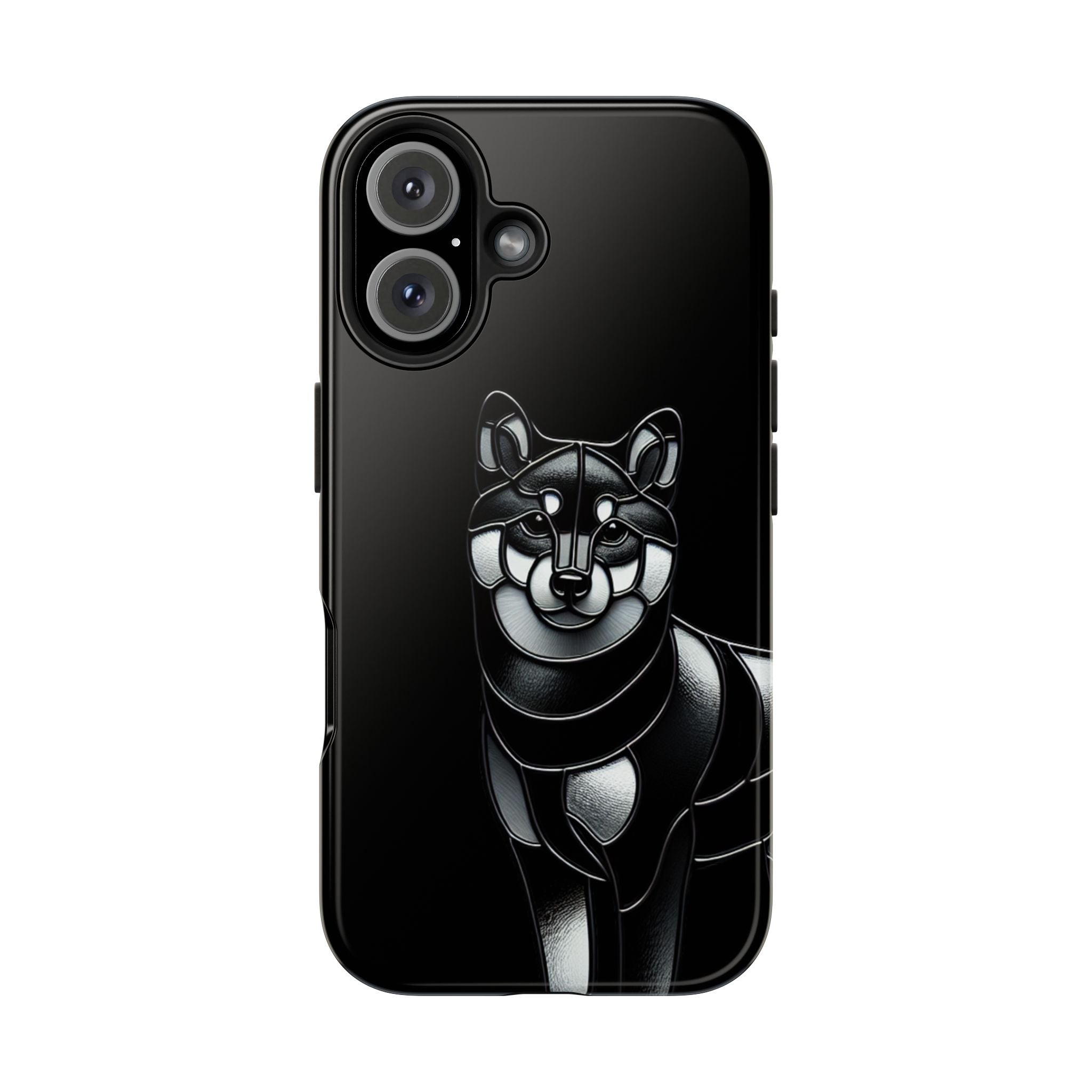 Wolf Silhouette Tough Phone Case — Black Geometric Wolf Protective Cover