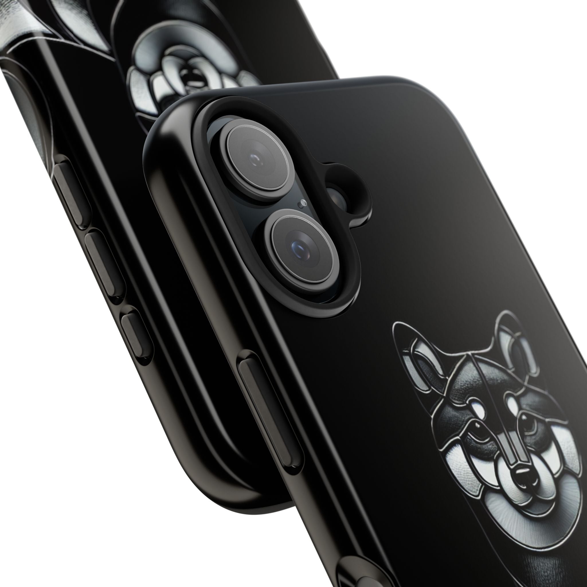 Wolf Silhouette Tough Phone Case — Black Geometric Wolf Protective Cover