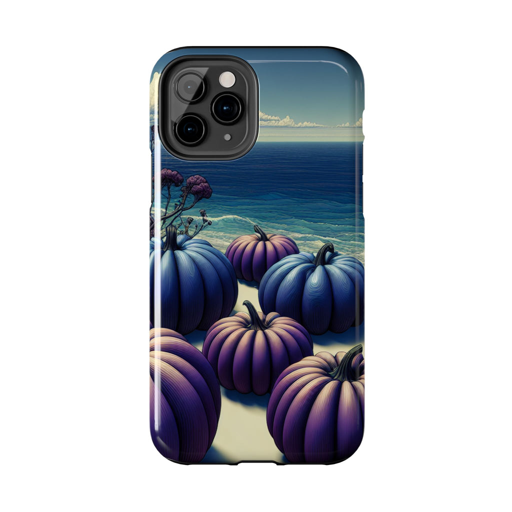Blue Pumpkin Beach Tough Phone Case — Coastal Halloween Fall iPhone Cover