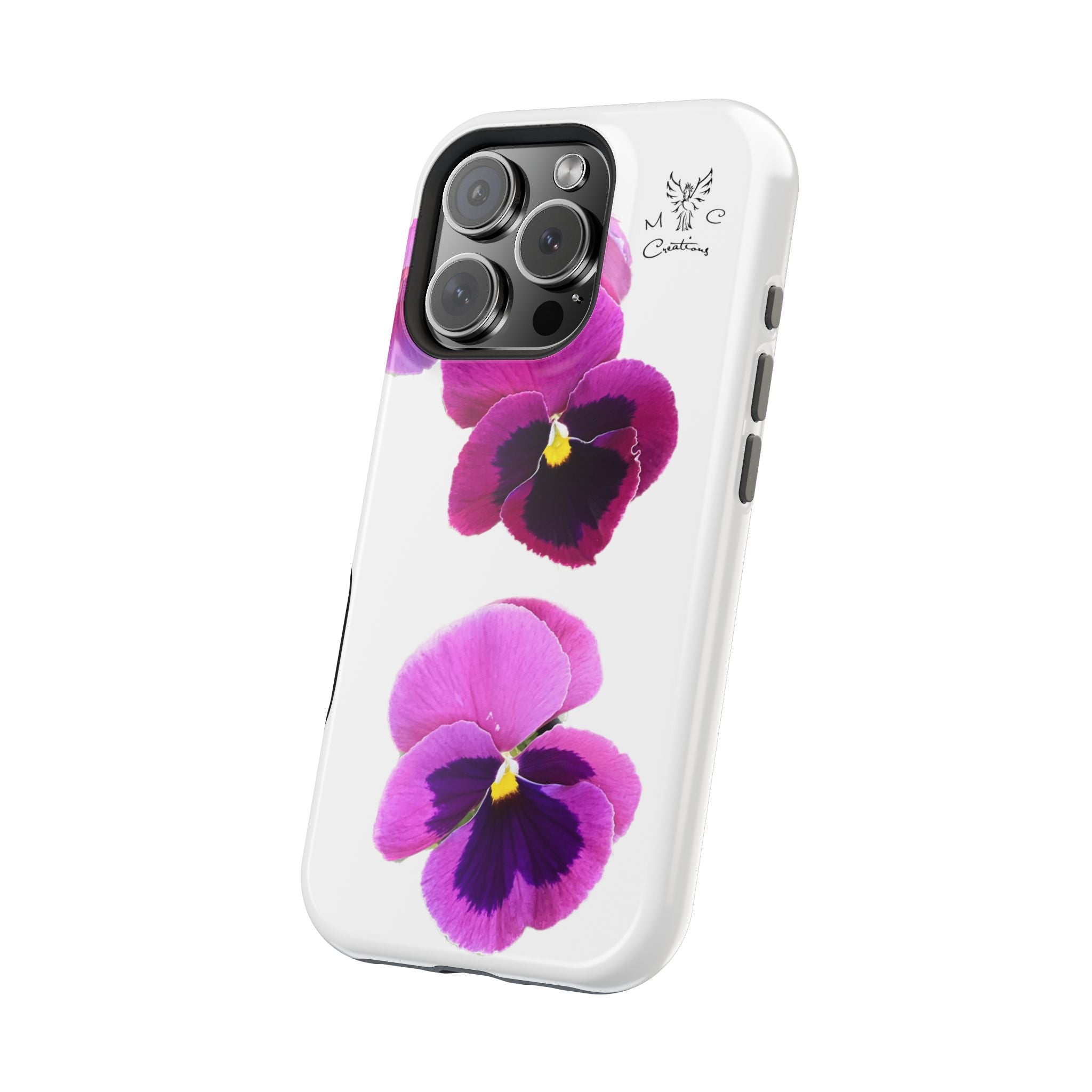 Pansy Blossom Magnetic Phone Case — Impact‑Resistant Floral iPhone Cover