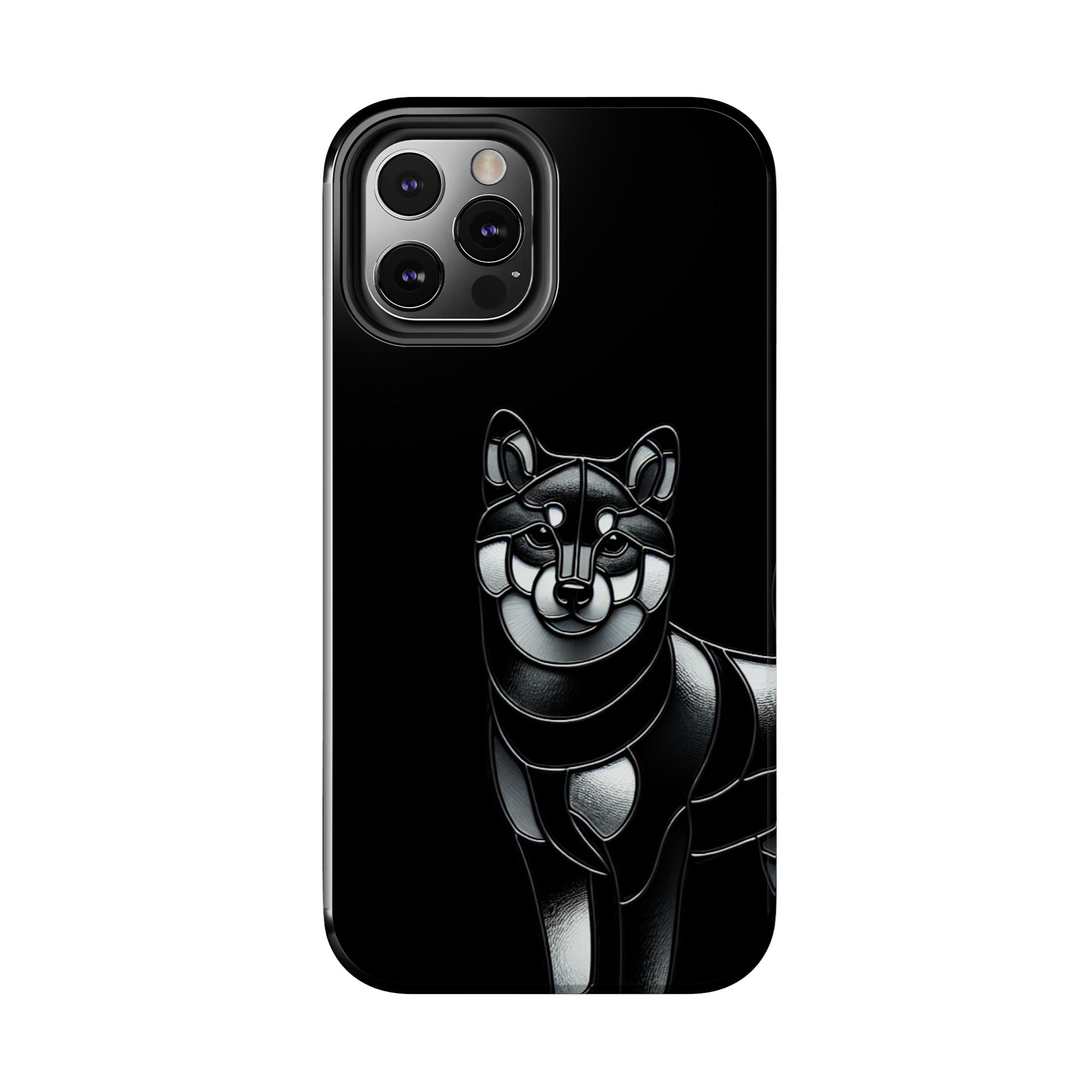 Wolf Silhouette Tough Phone Case — Black Geometric Wolf Protective Cover