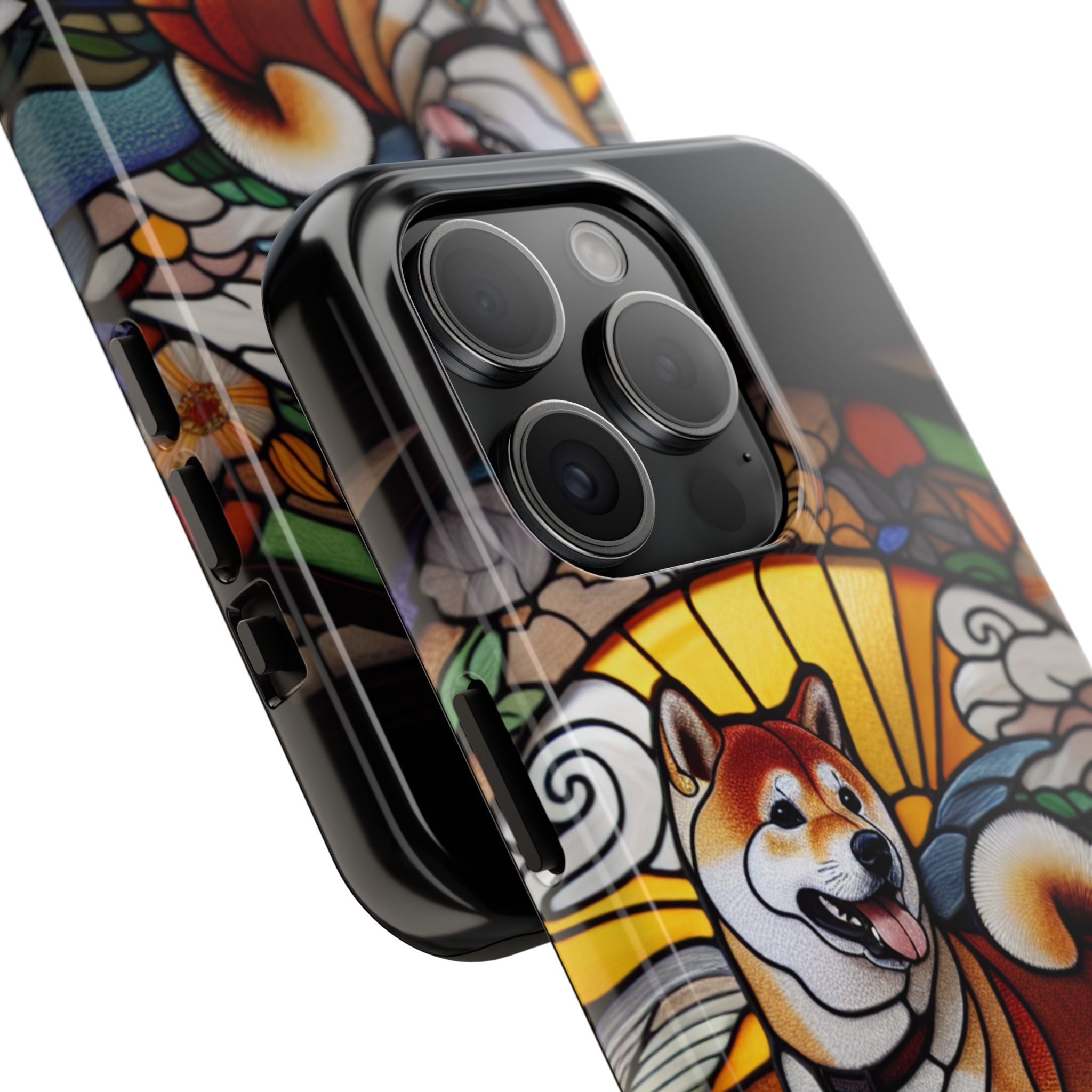 Shiba Inu Stained-Glass Tough Phone Case — Durable Protective Dog Art Cover