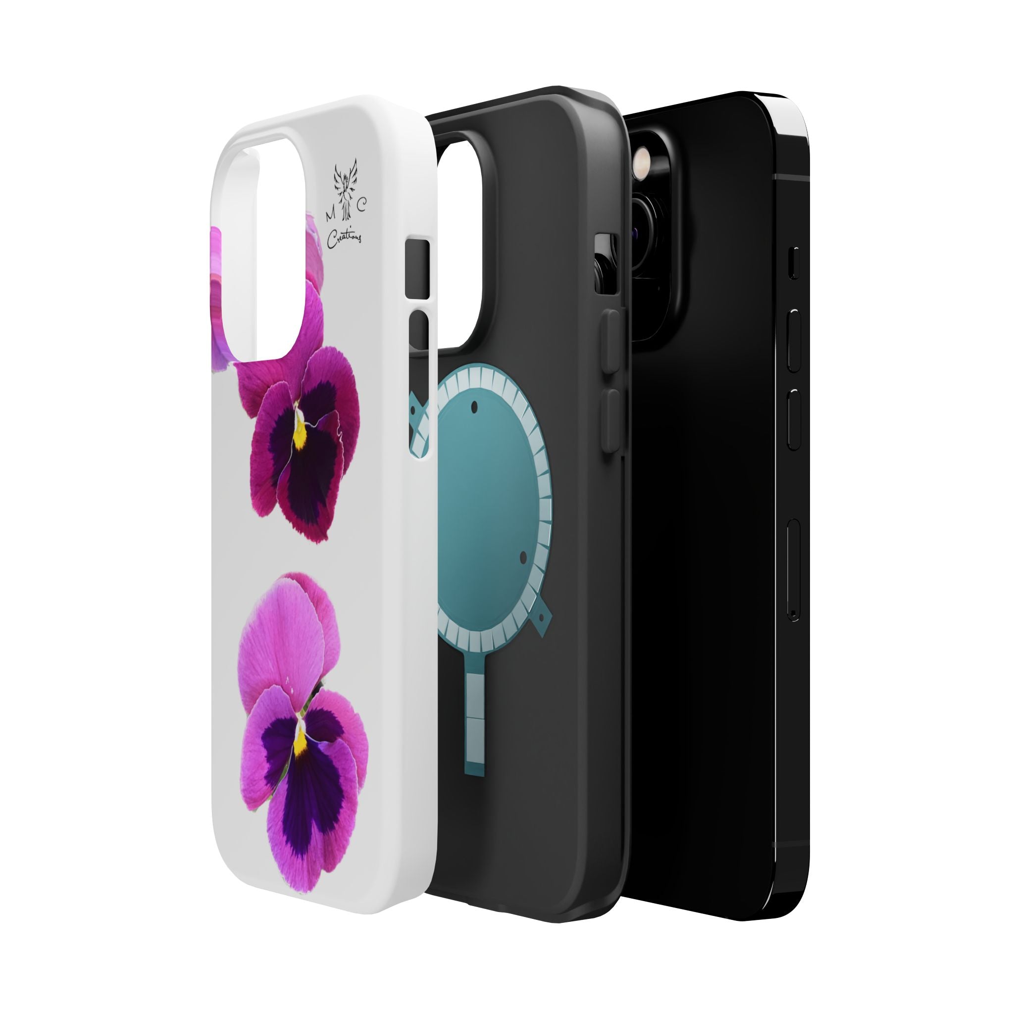 Pansy Blossom Magnetic Phone Case — Impact‑Resistant Floral iPhone Cover