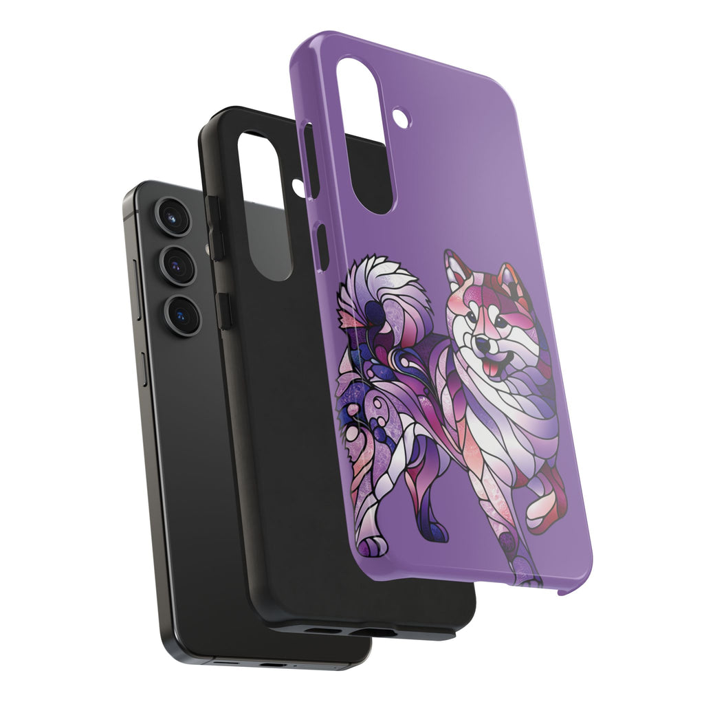 Purple Stained-Glass Shiba Inu Tough Phone Case — Protective Artistic Phone Cover