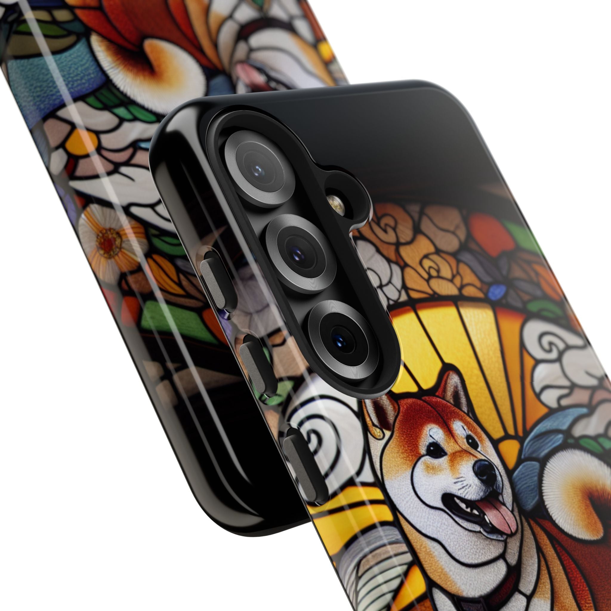 Shiba Inu Stained-Glass Tough Phone Case — Durable Protective Dog Art Cover