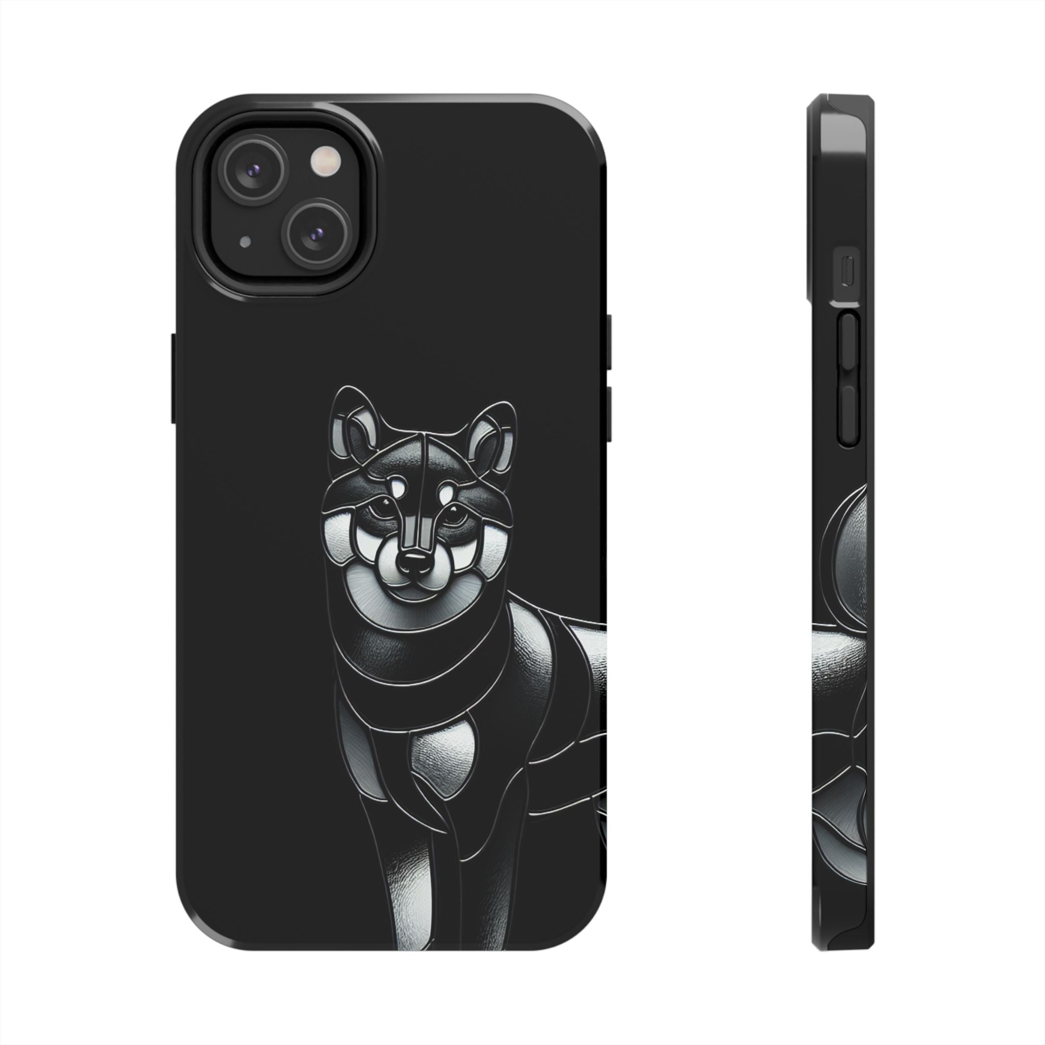 Wolf Silhouette Tough Phone Case — Black Geometric Wolf Protective Cover
