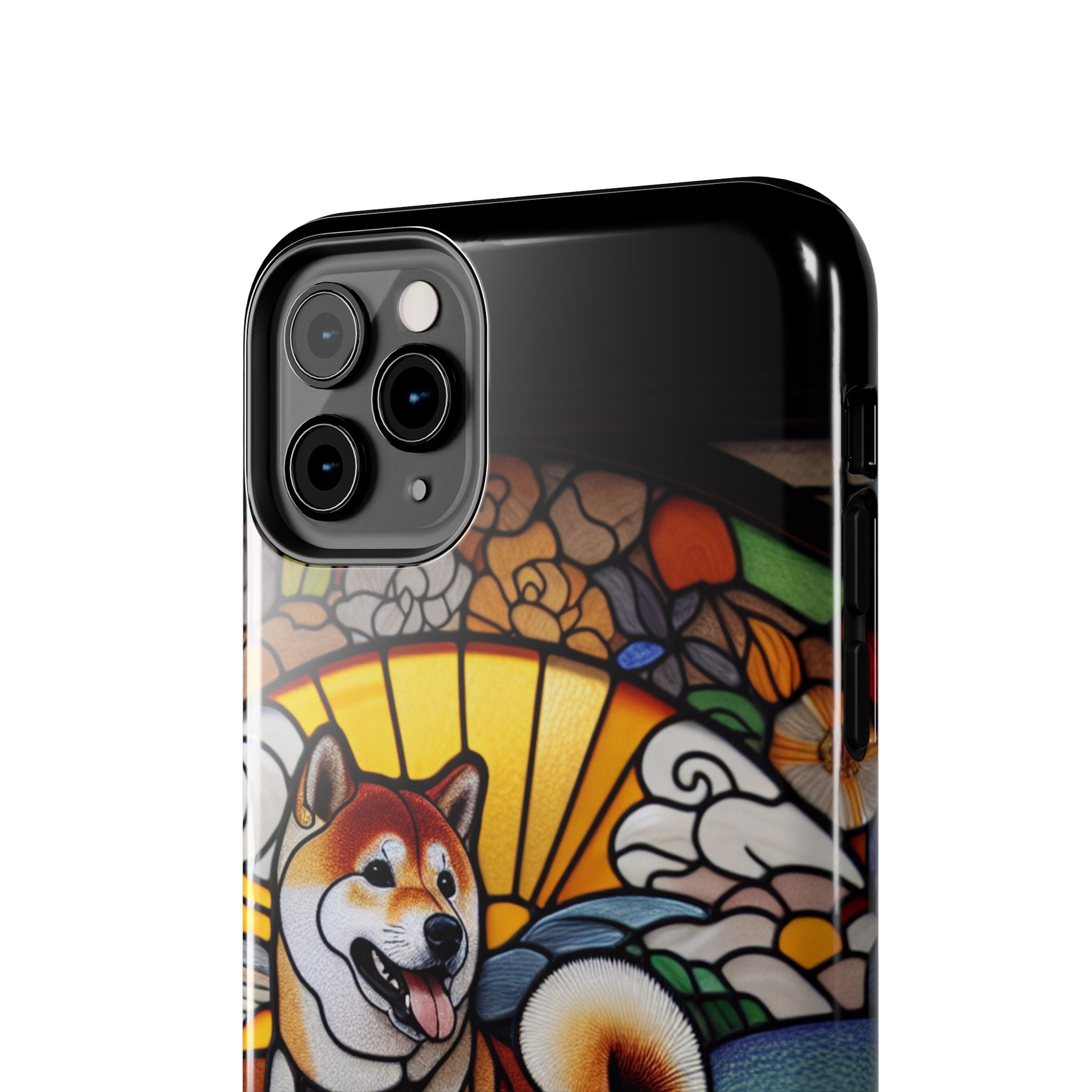 Shiba Inu Stained-Glass Tough Phone Case — Durable Protective Dog Art Cover