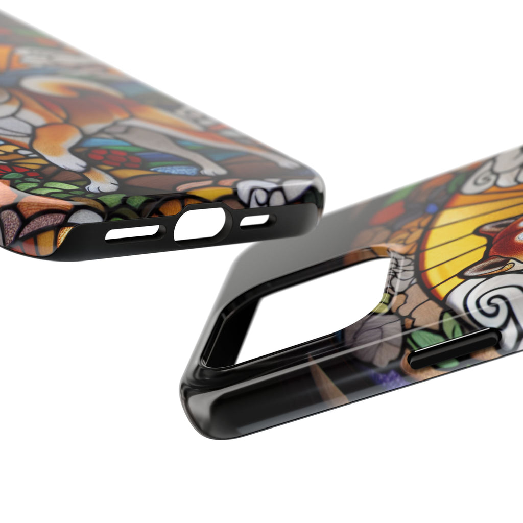 Shiba Inu Stained-Glass Tough Phone Case — Durable Protective Dog Art Cover