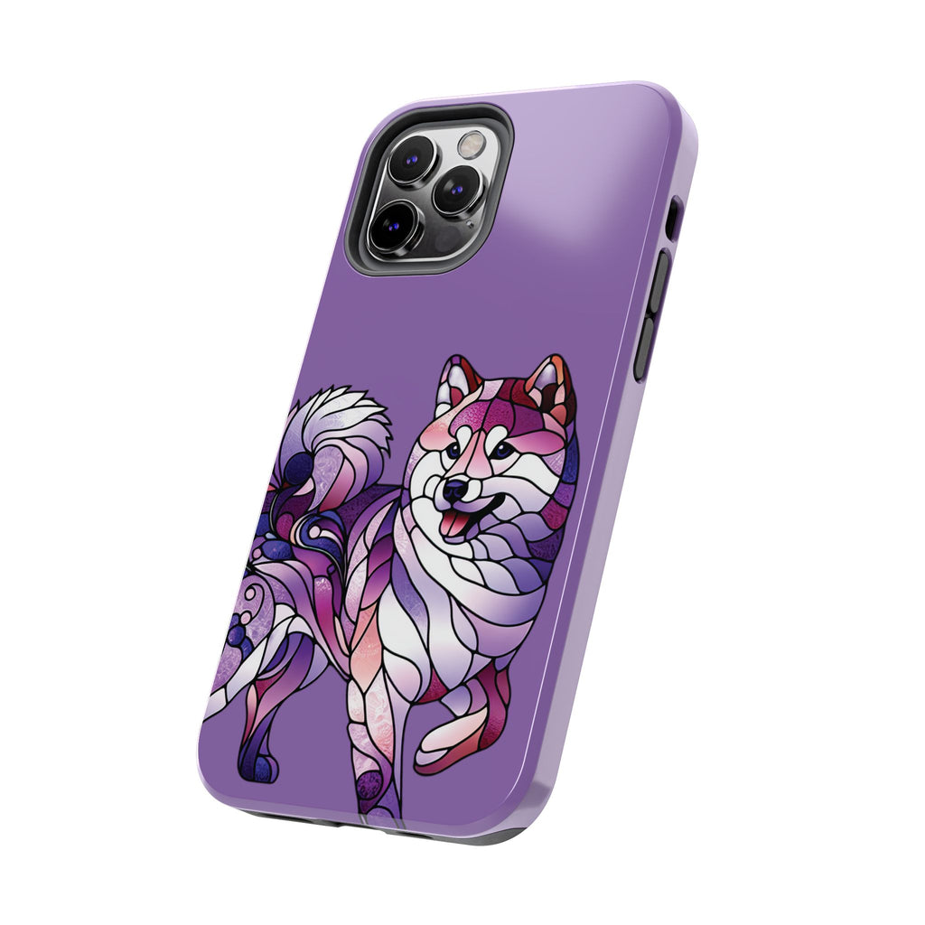 Purple Stained-Glass Shiba Inu Tough Phone Case — Protective Artistic Phone Cover