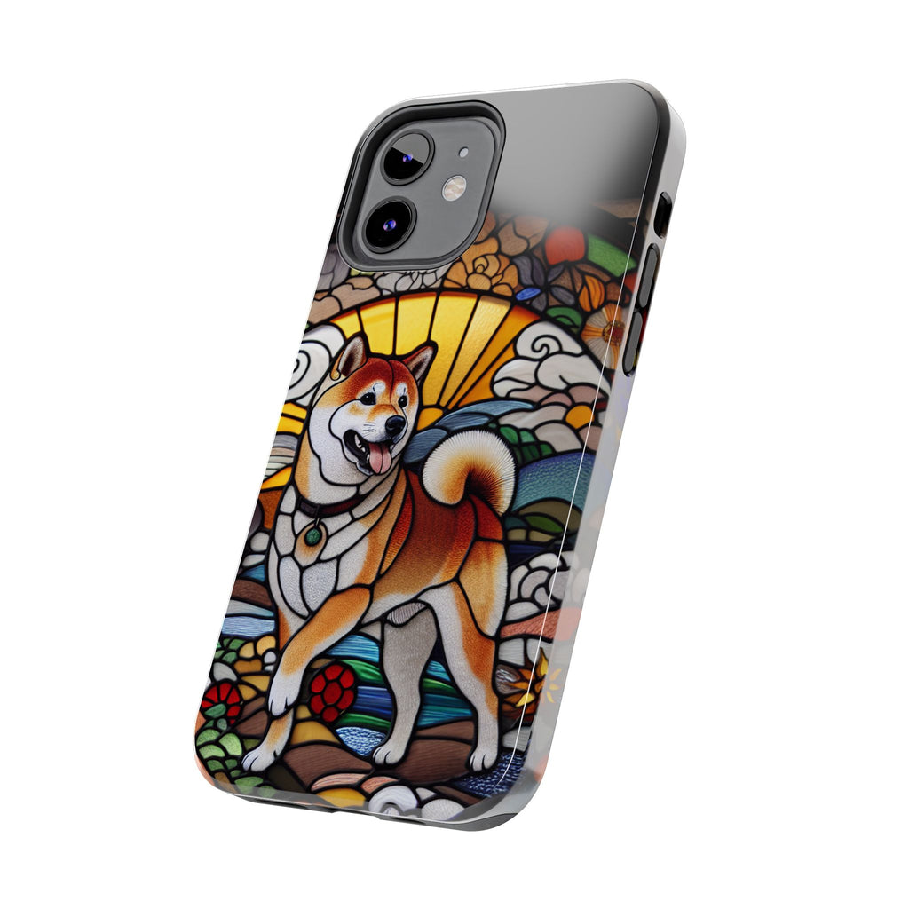 Shiba Inu Stained-Glass Tough Phone Case — Durable Protective Dog Art Cover