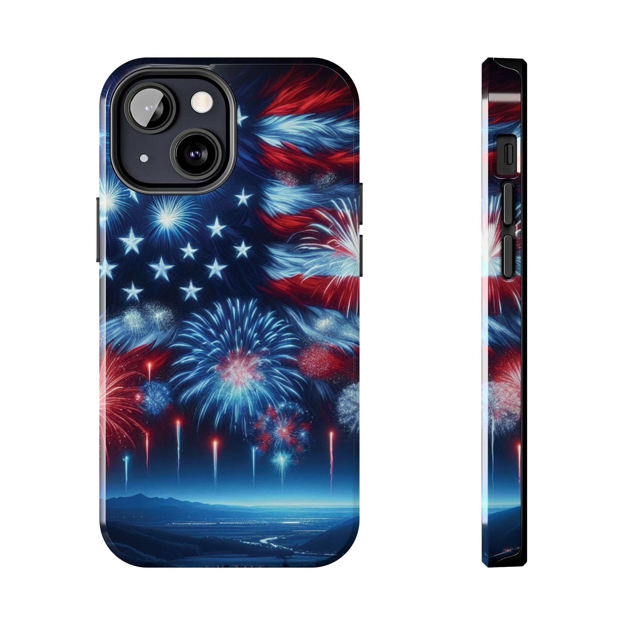 Patriotic Fireworks Phone Case, Independence Day, USA Pride, Tough Phone Cover, July 4th, Gift for Veterans