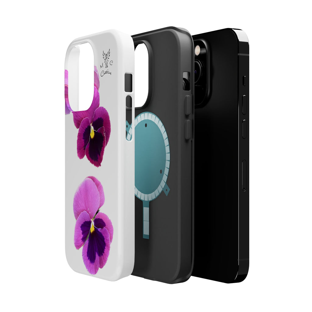 Pansy Blossom Magnetic Phone Case — Impact‑Resistant Floral iPhone Cover