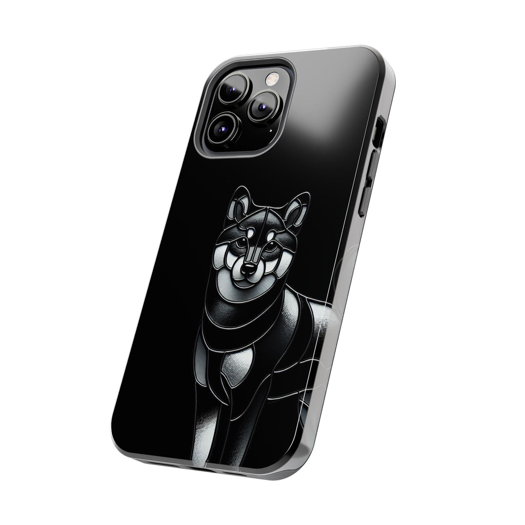 Wolf Silhouette Tough Phone Case — Black Geometric Wolf Protective Cover