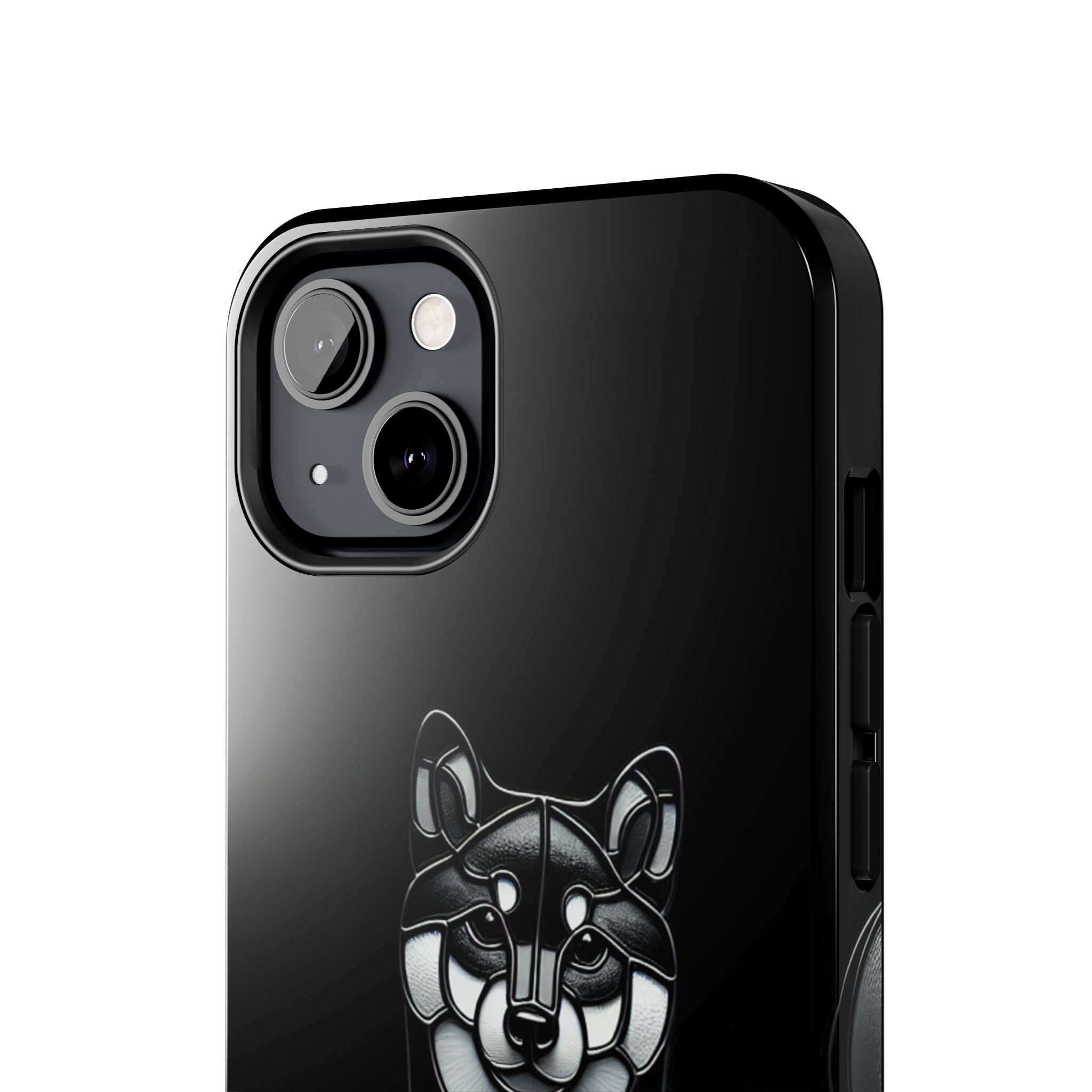 Wolf Silhouette Tough Phone Case — Black Geometric Wolf Protective Cover