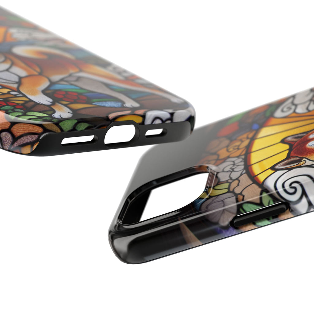 Shiba Inu Stained-Glass Tough Phone Case — Durable Protective Dog Art Cover