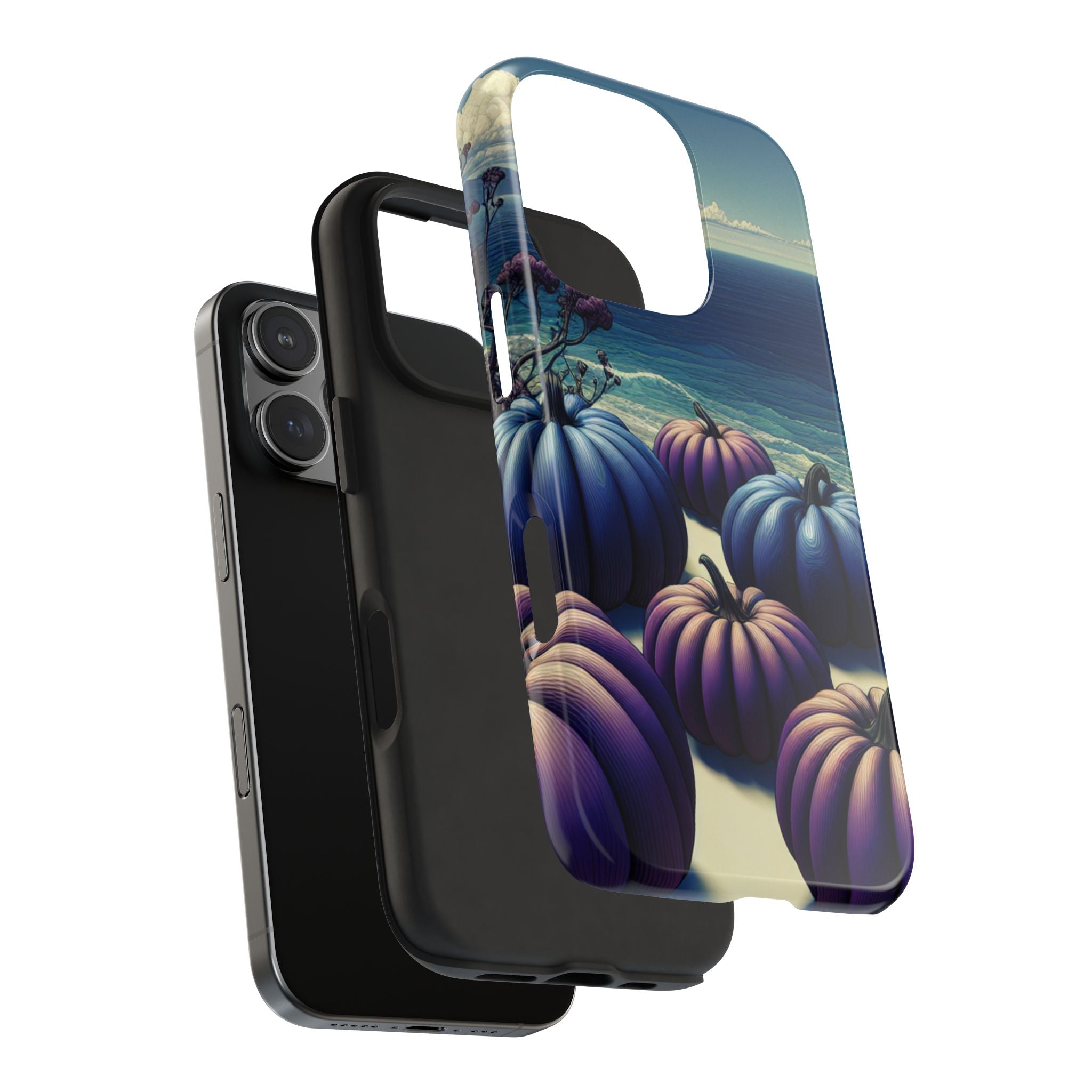 Blue Pumpkin Beach Tough Phone Case — Coastal Halloween Fall iPhone Cover