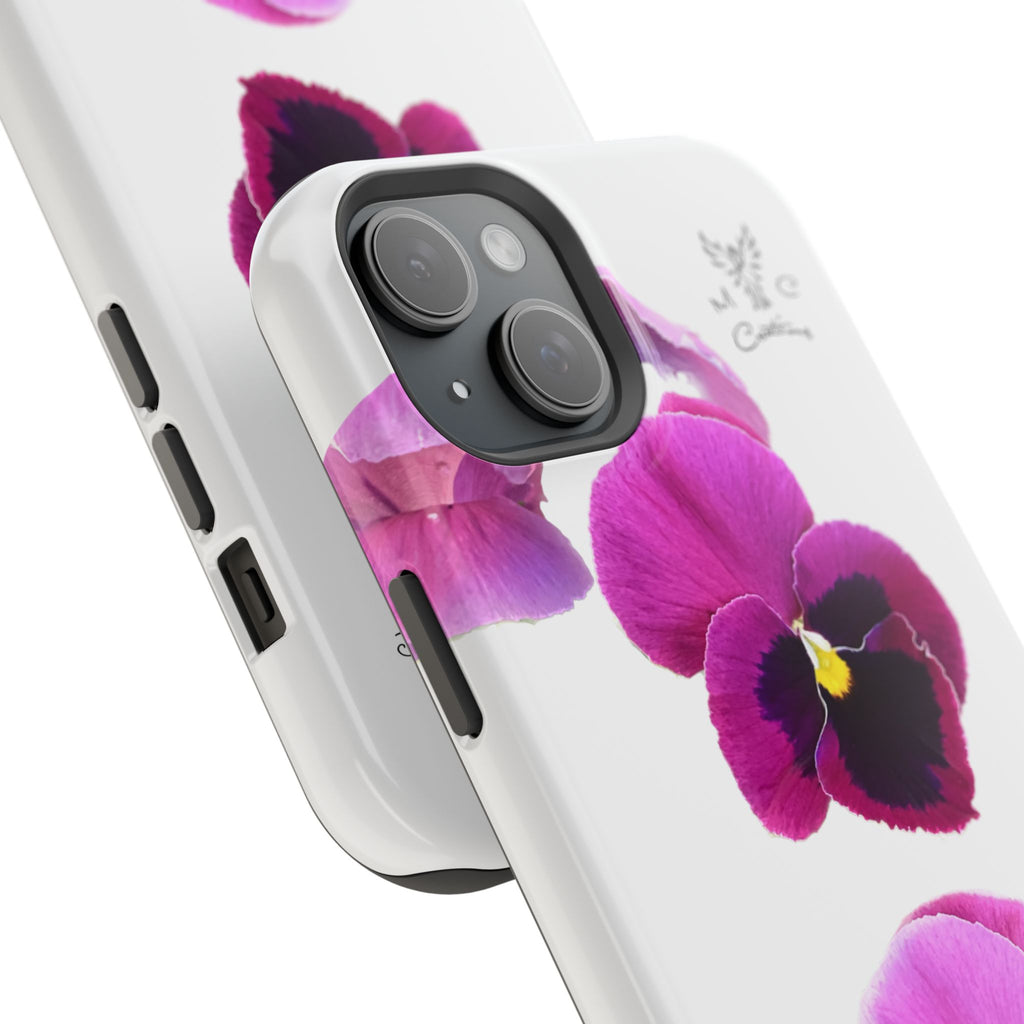 Pansy Blossom Magnetic Phone Case — Impact‑Resistant Floral iPhone Cover