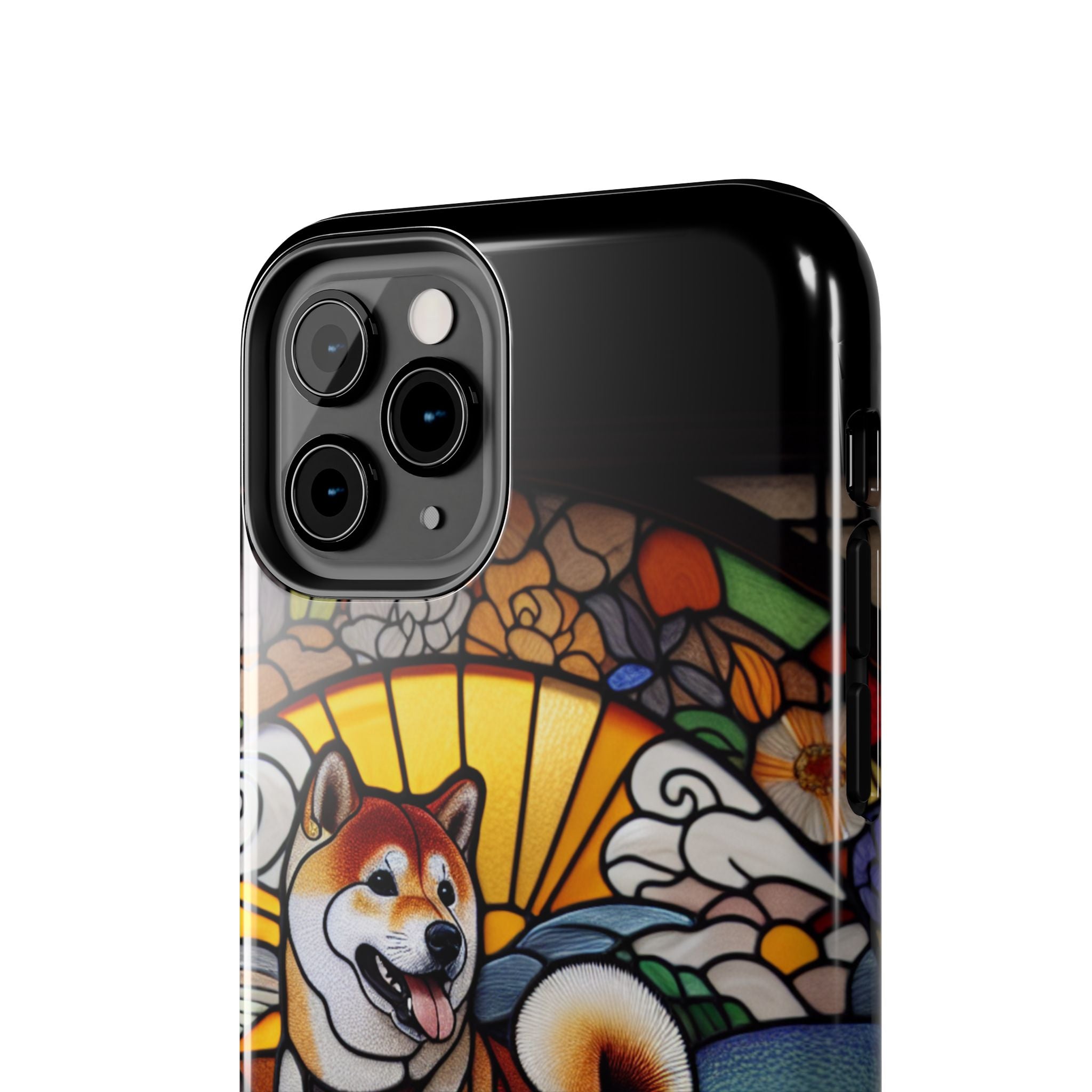 Shiba Inu Stained-Glass Tough Phone Case — Durable Protective Dog Art Cover
