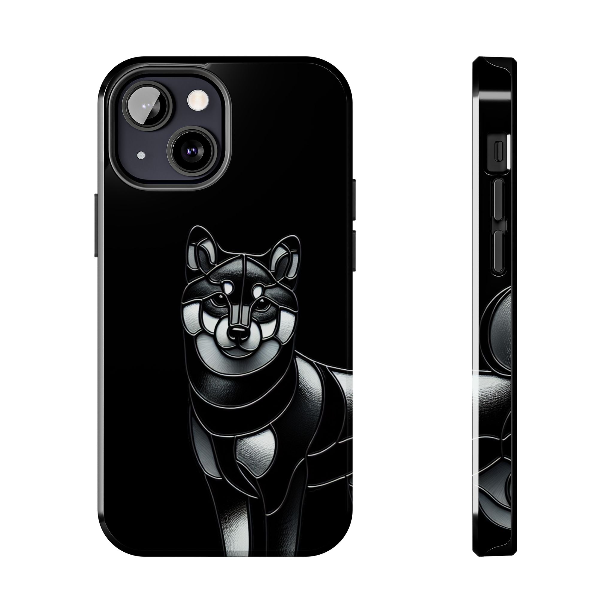 Wolf Silhouette Tough Phone Case — Black Geometric Wolf Protective Cover