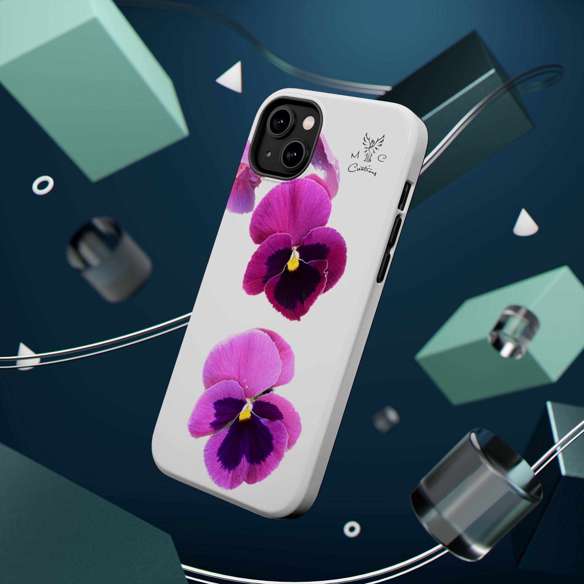 Pansy Blossom Magnetic Phone Case — Impact‑Resistant Floral iPhone Cover