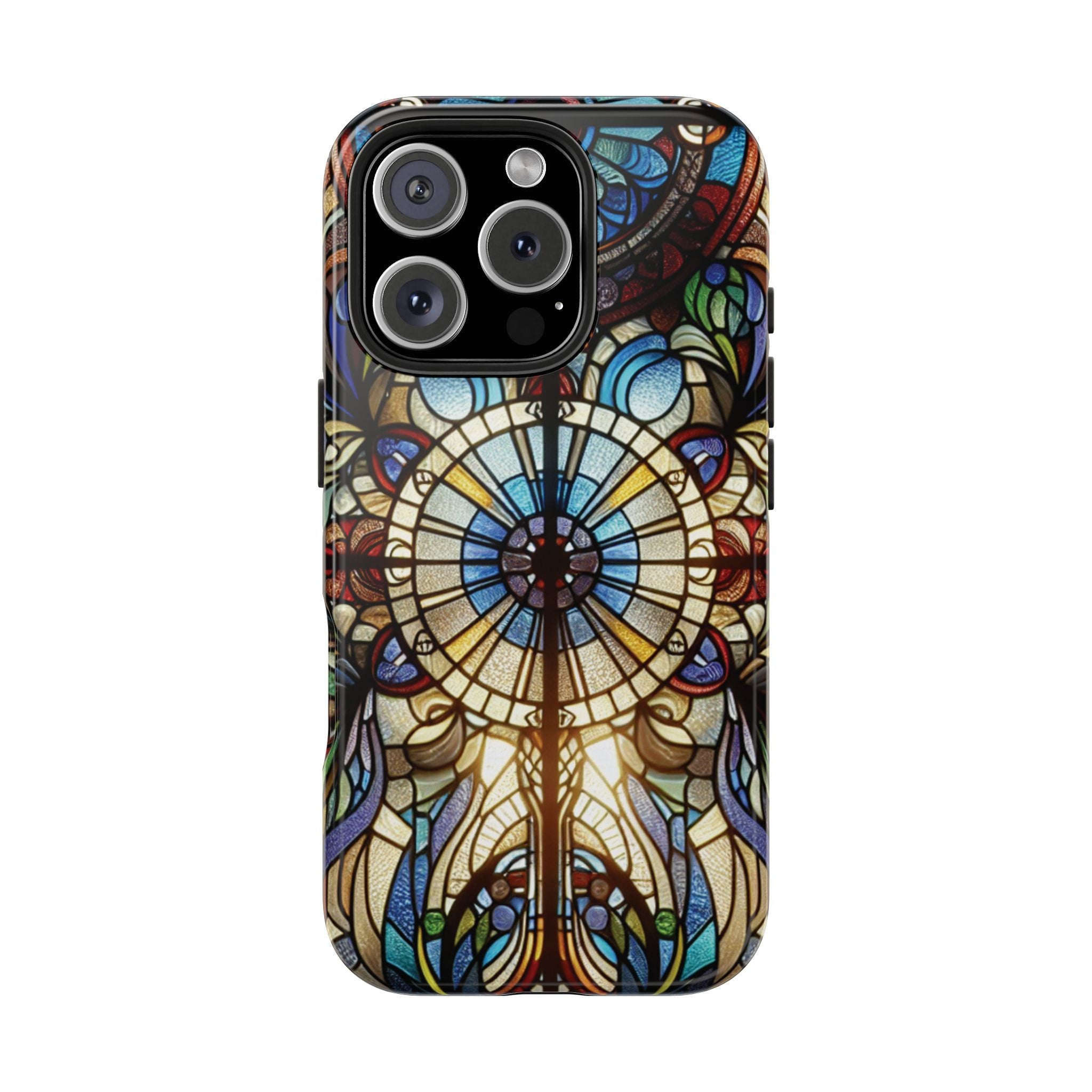 Stained Glass Mandala Tough Phone Case — Floral Vintage Art iPhone Cover