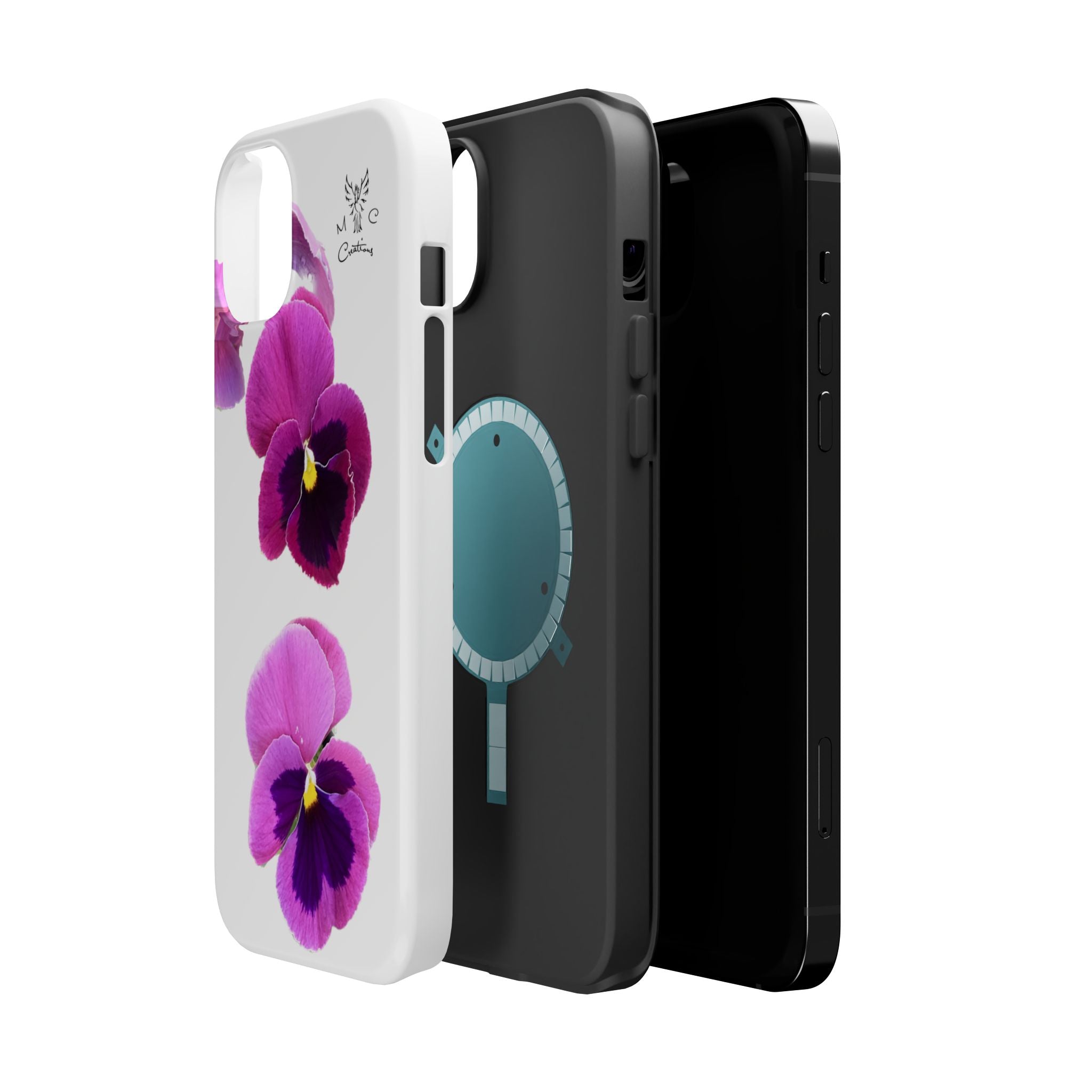 Pansy Blossom Magnetic Phone Case — Impact‑Resistant Floral iPhone Cover