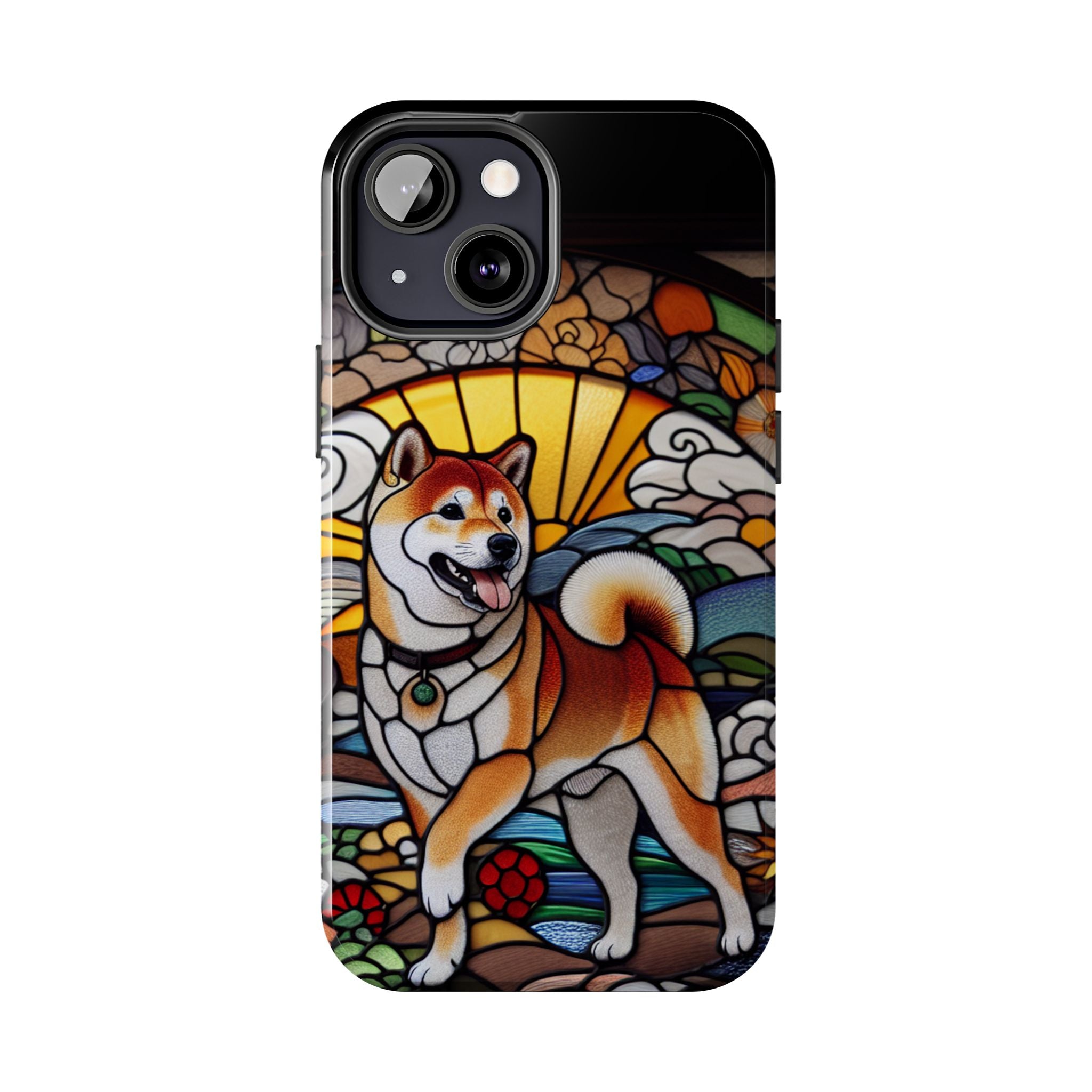 Shiba Inu Stained-Glass Tough Phone Case — Durable Protective Dog Art Cover