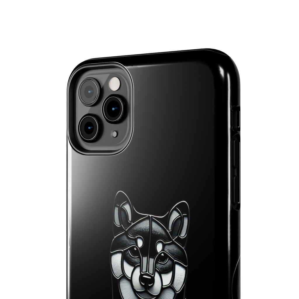 Wolf Silhouette Tough Phone Case — Black Geometric Wolf Protective Cover