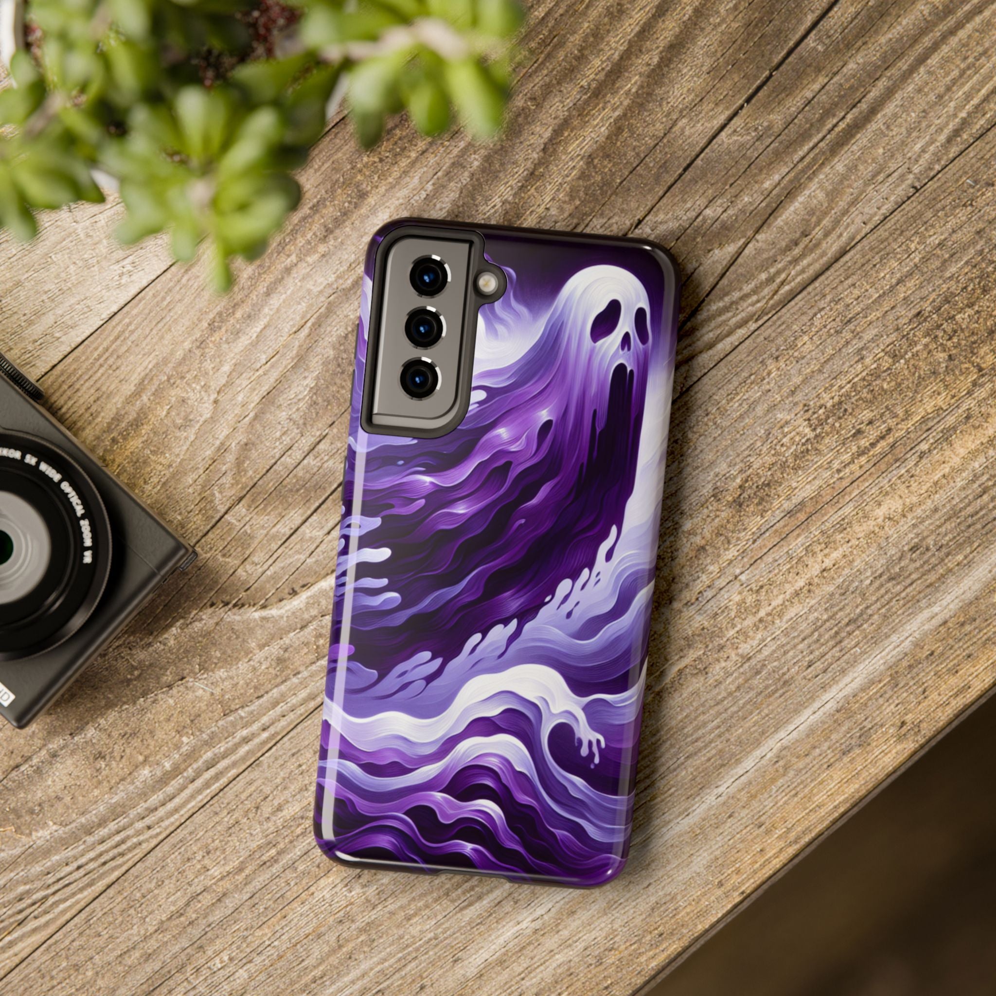 Purple wavey ghosts! - Tough Phone Cases