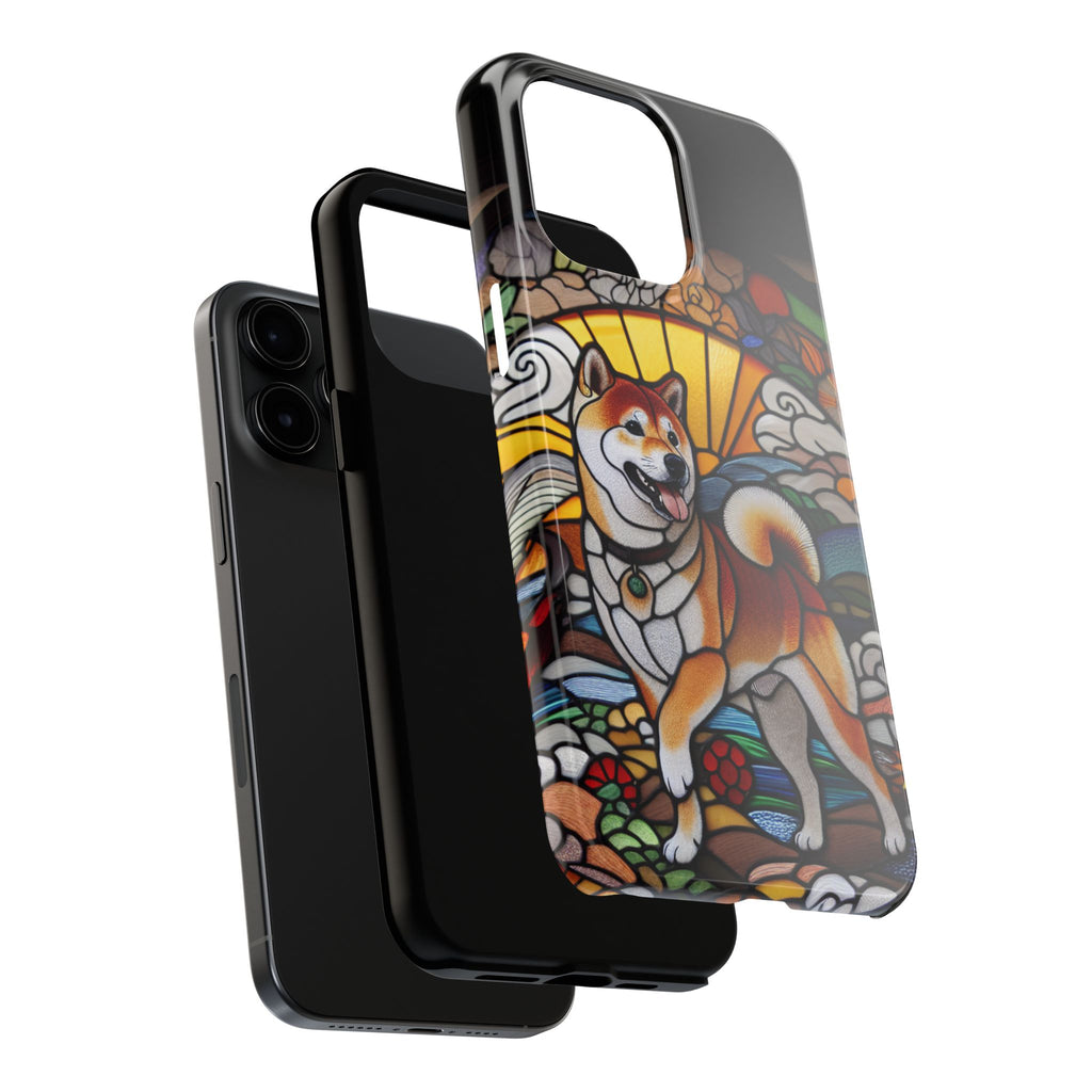 Shiba Inu Stained-Glass Tough Phone Case — Durable Protective Dog Art Cover