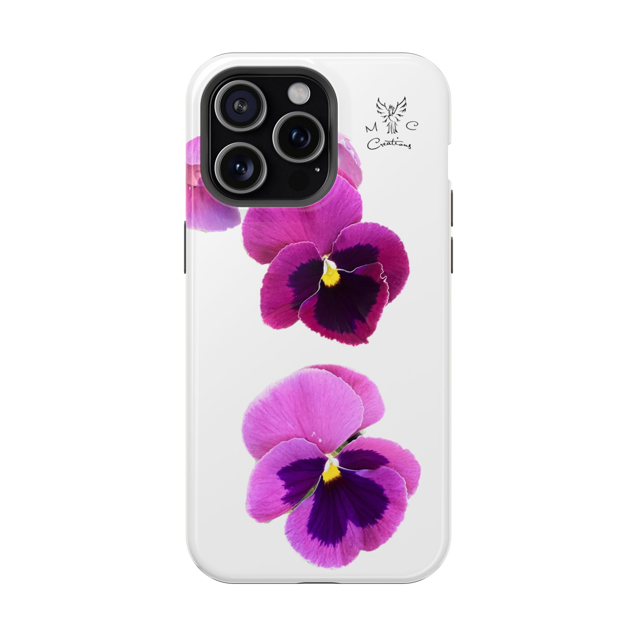 Pansy Blossom Magnetic Phone Case — Impact‑Resistant Floral iPhone Cover