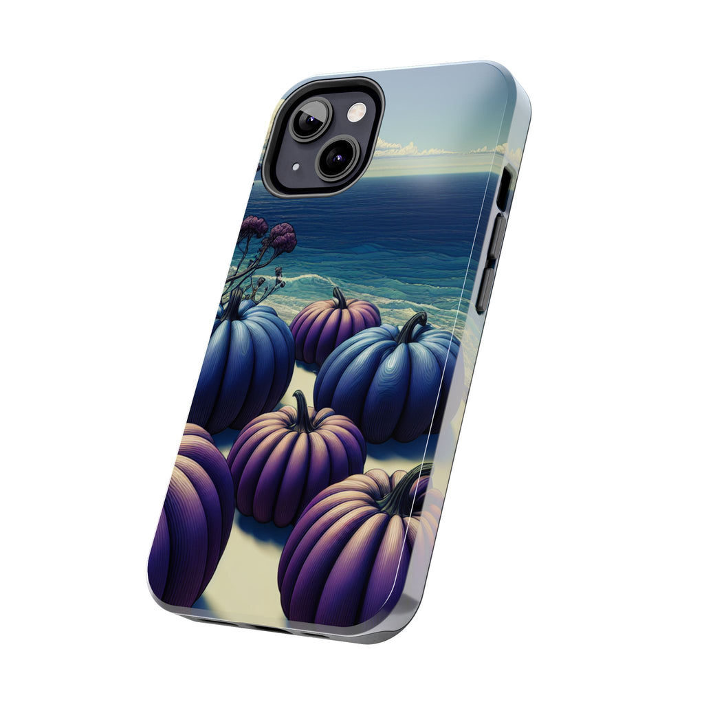 Blue Pumpkin Beach Tough Phone Case — Coastal Halloween Fall iPhone Cover