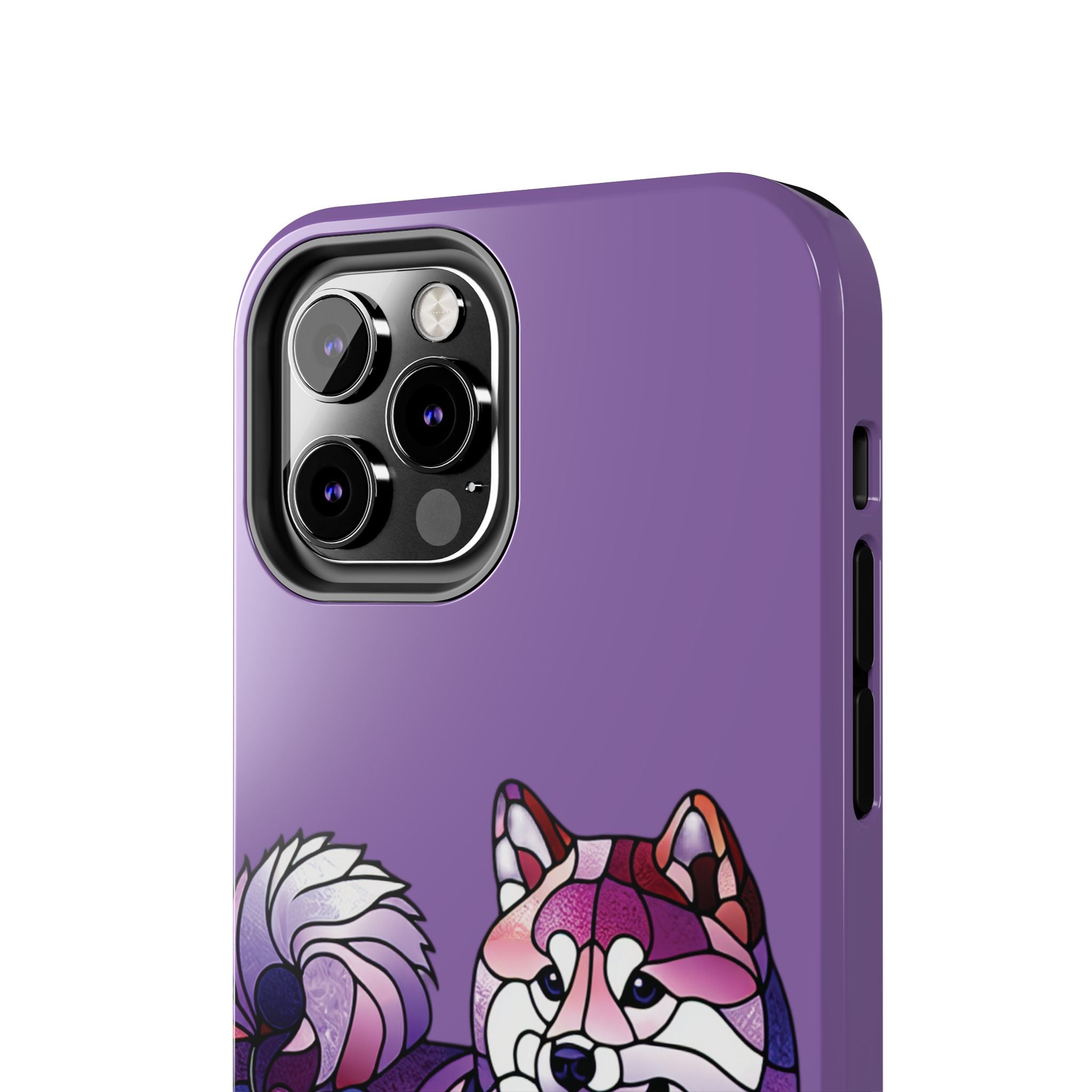 Purple Stained-Glass Shiba Inu Tough Phone Case — Protective Artistic Phone Cover