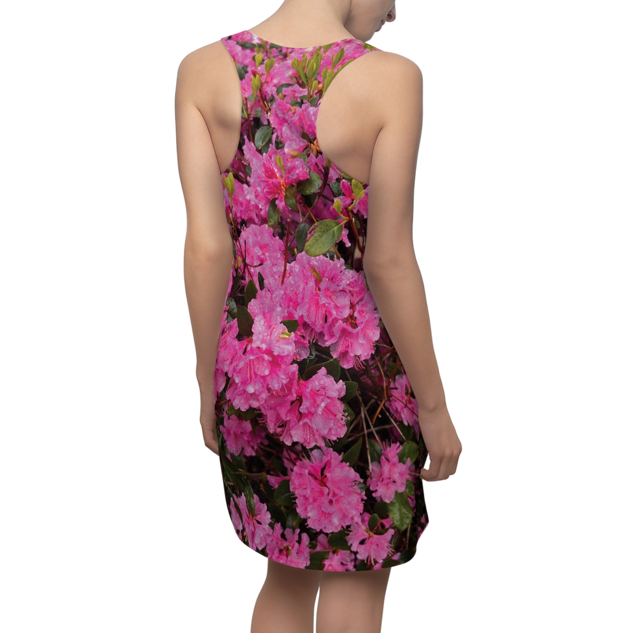 Pink Azalea Floral Racerback Dress — All-Over-Print Summer Sundress