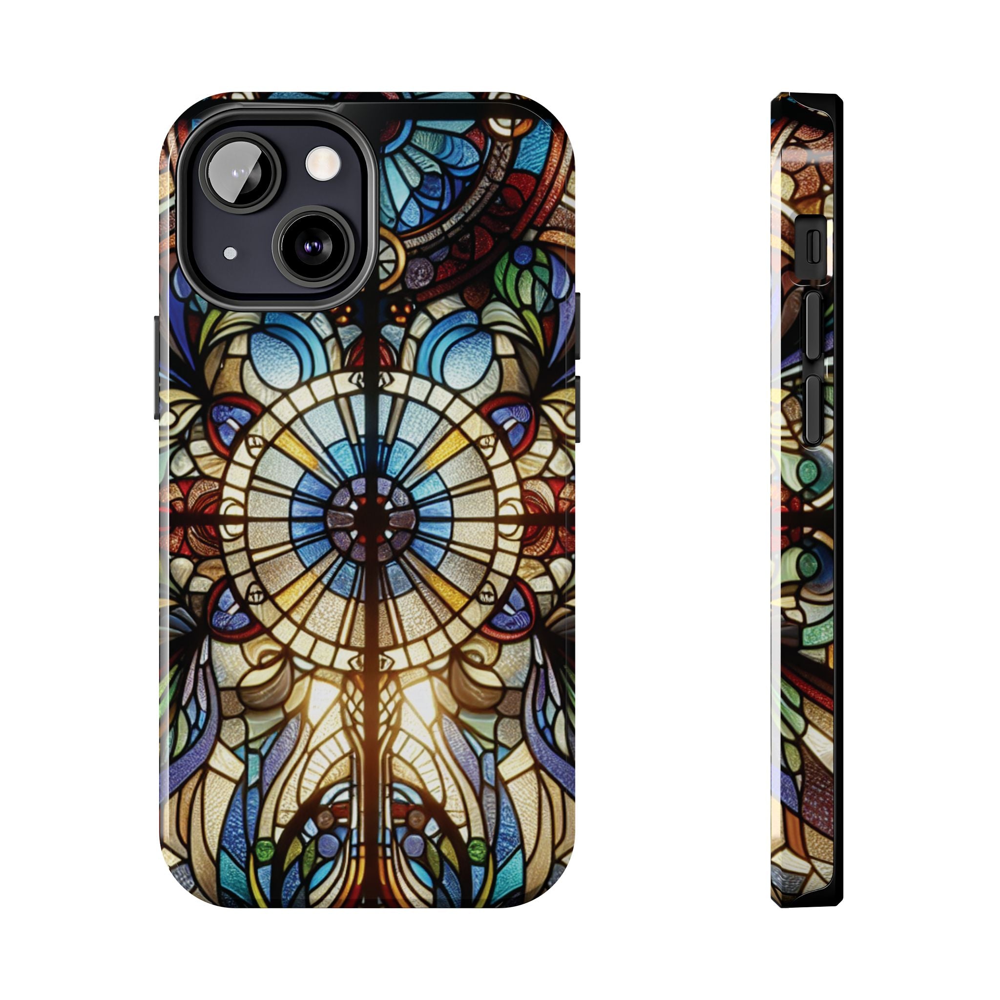 Stained Glass Mandala Tough Phone Case — Floral Vintage Art iPhone Cover