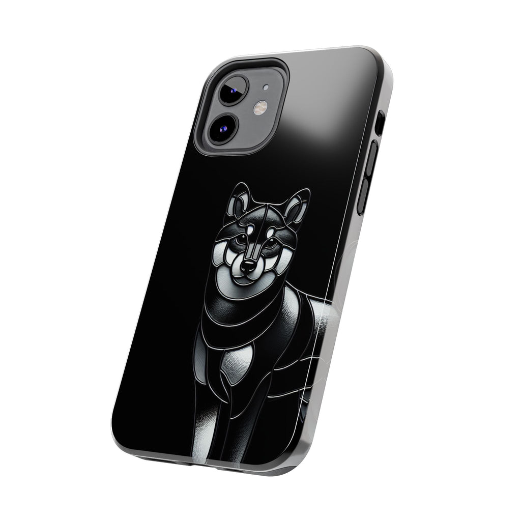 Wolf Silhouette Tough Phone Case — Black Geometric Wolf Protective Cover