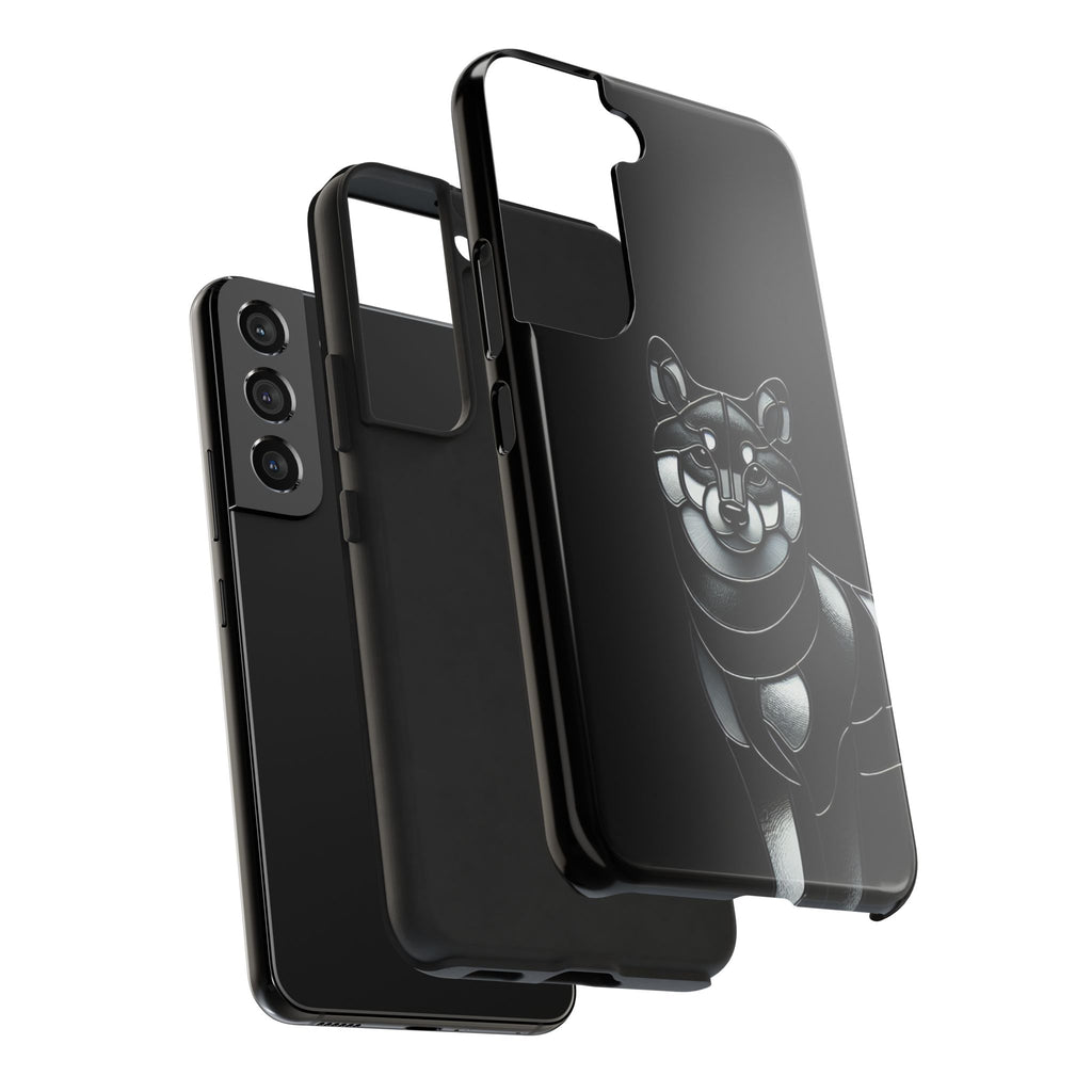 Wolf Silhouette Tough Phone Case — Black Geometric Wolf Protective Cover
