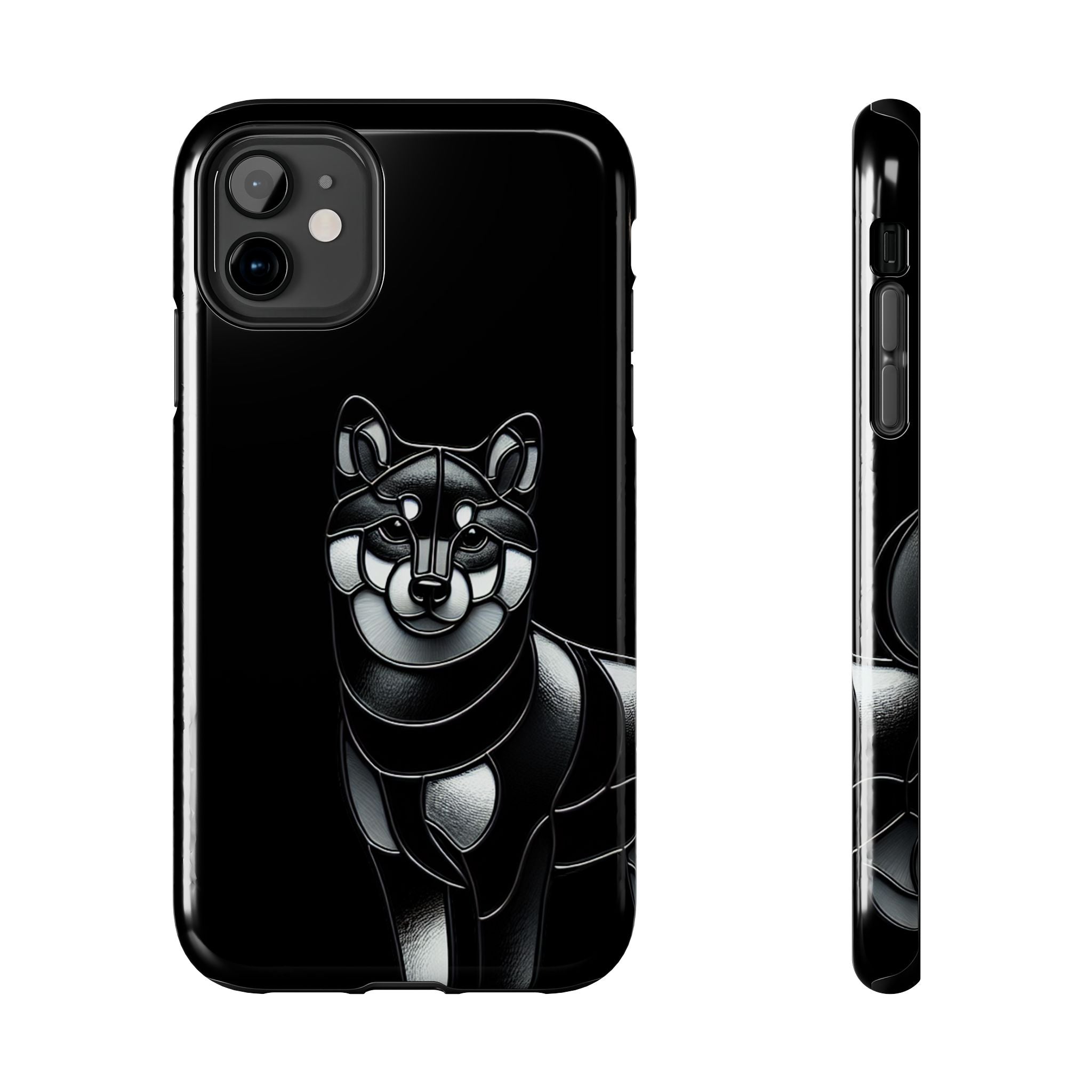 Wolf Silhouette Tough Phone Case — Black Geometric Wolf Protective Cover