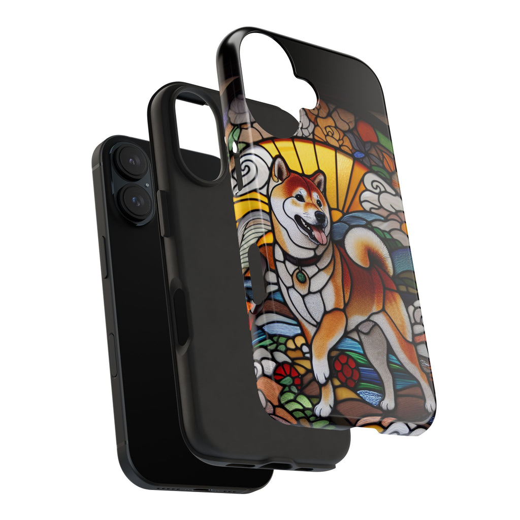 Shiba Inu Stained-Glass Tough Phone Case — Durable Protective Dog Art Cover