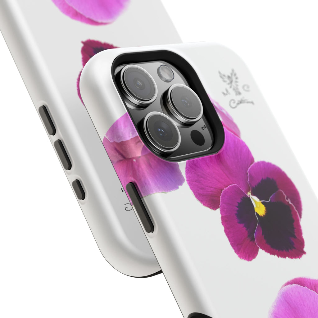 Pansy Blossom Magnetic Phone Case — Impact‑Resistant Floral iPhone Cover