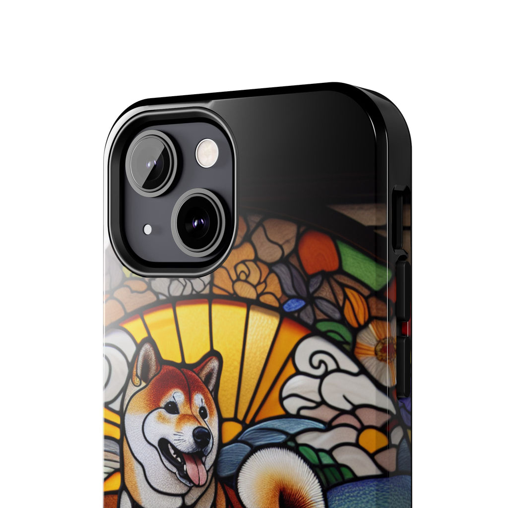 Shiba Inu Stained-Glass Tough Phone Case — Durable Protective Dog Art Cover