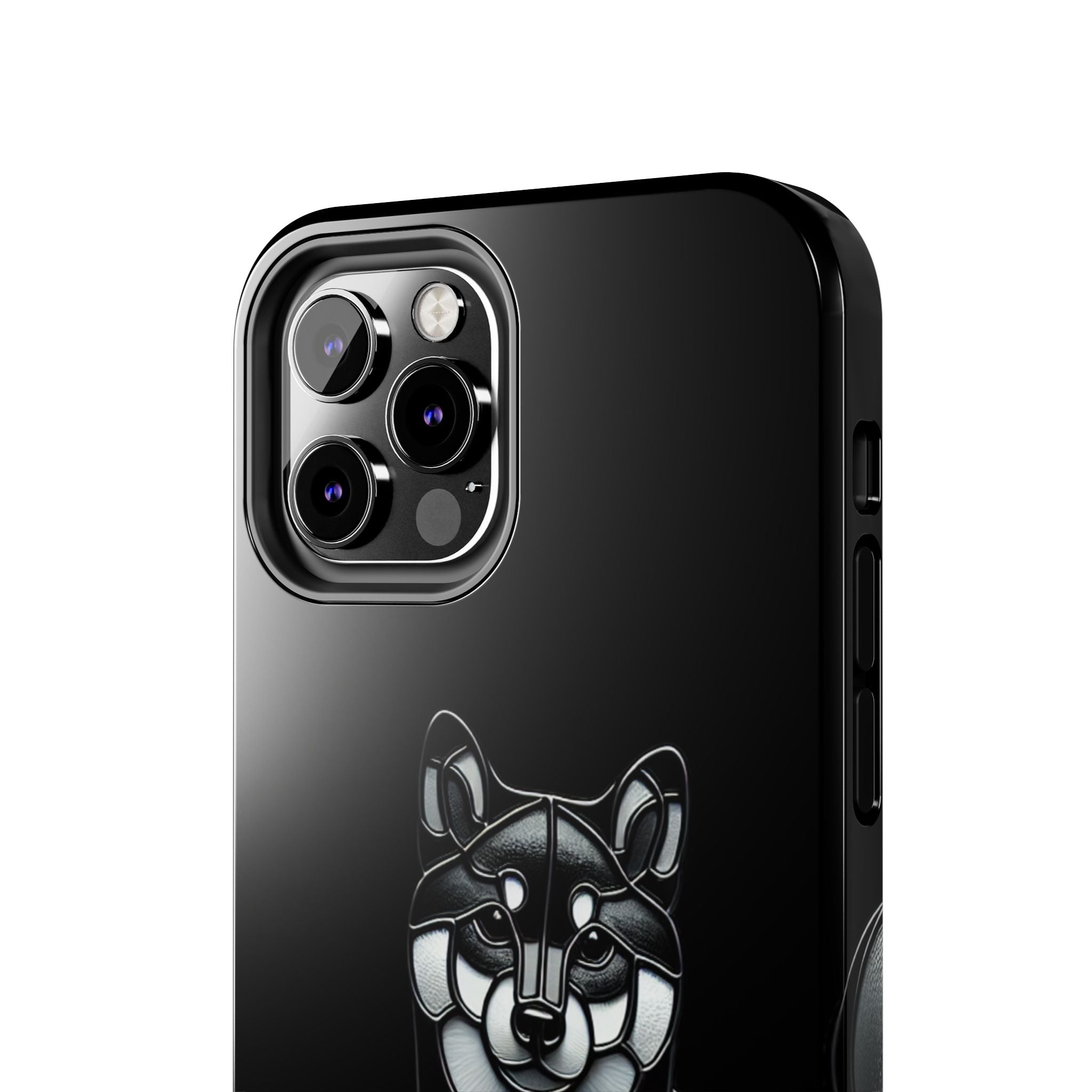 Wolf Silhouette Tough Phone Case — Black Geometric Wolf Protective Cover
