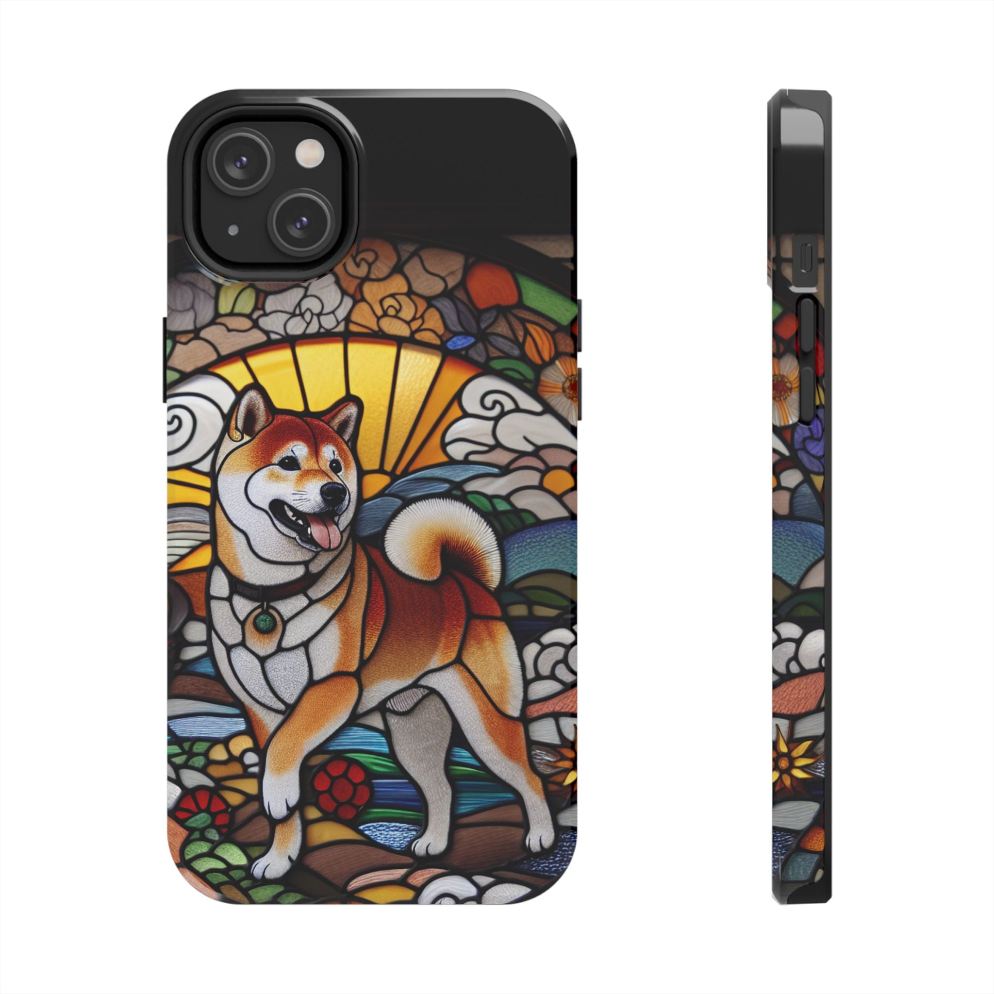 Shiba Inu Stained-Glass Tough Phone Case — Durable Protective Dog Art Cover