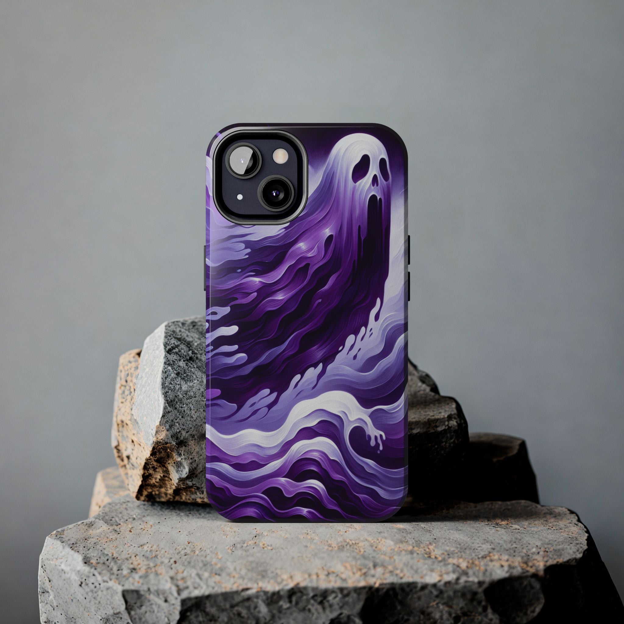 Purple wavey ghosts! - Tough Phone Cases