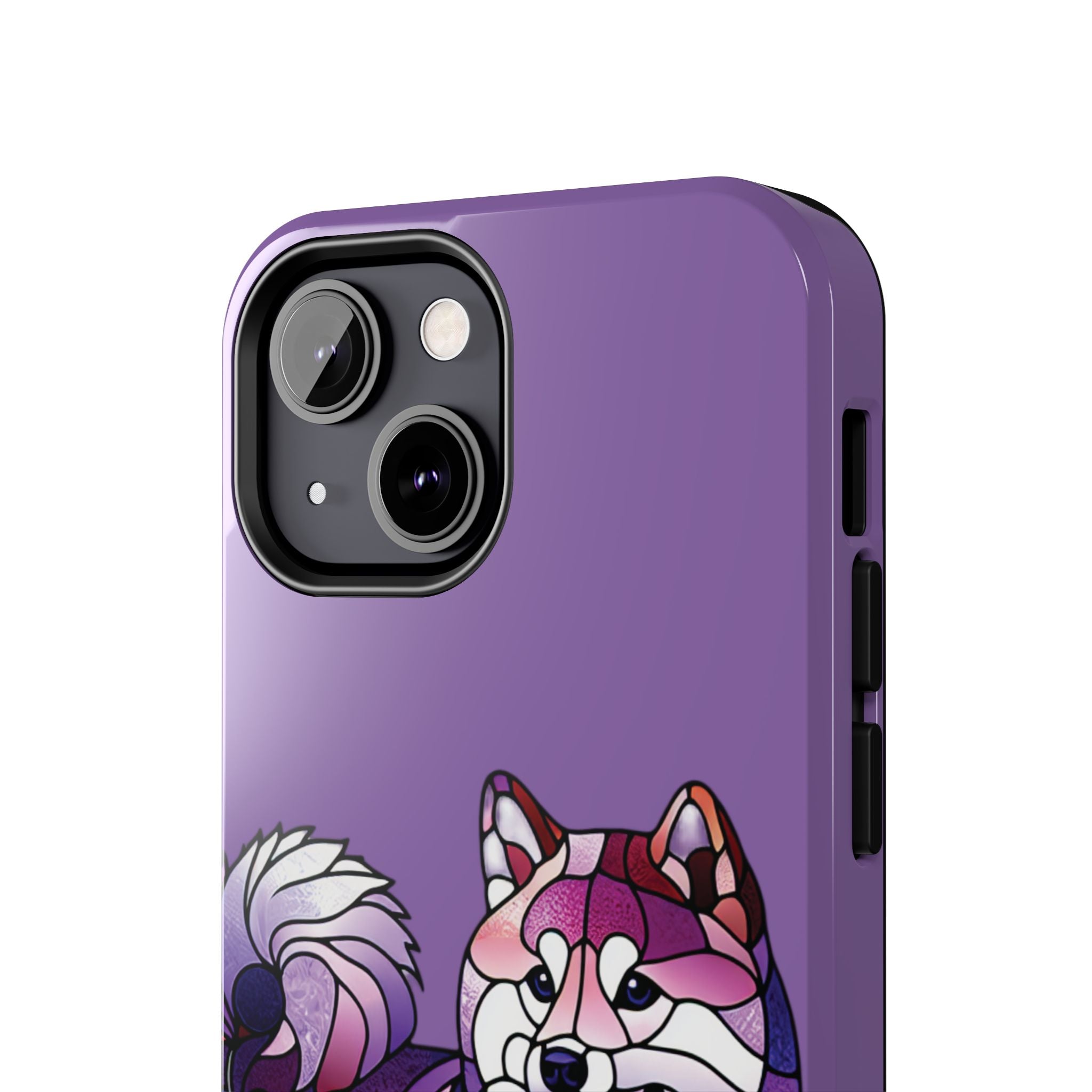 Purple Stained-Glass Shiba Inu Tough Phone Case — Protective Artistic Phone Cover