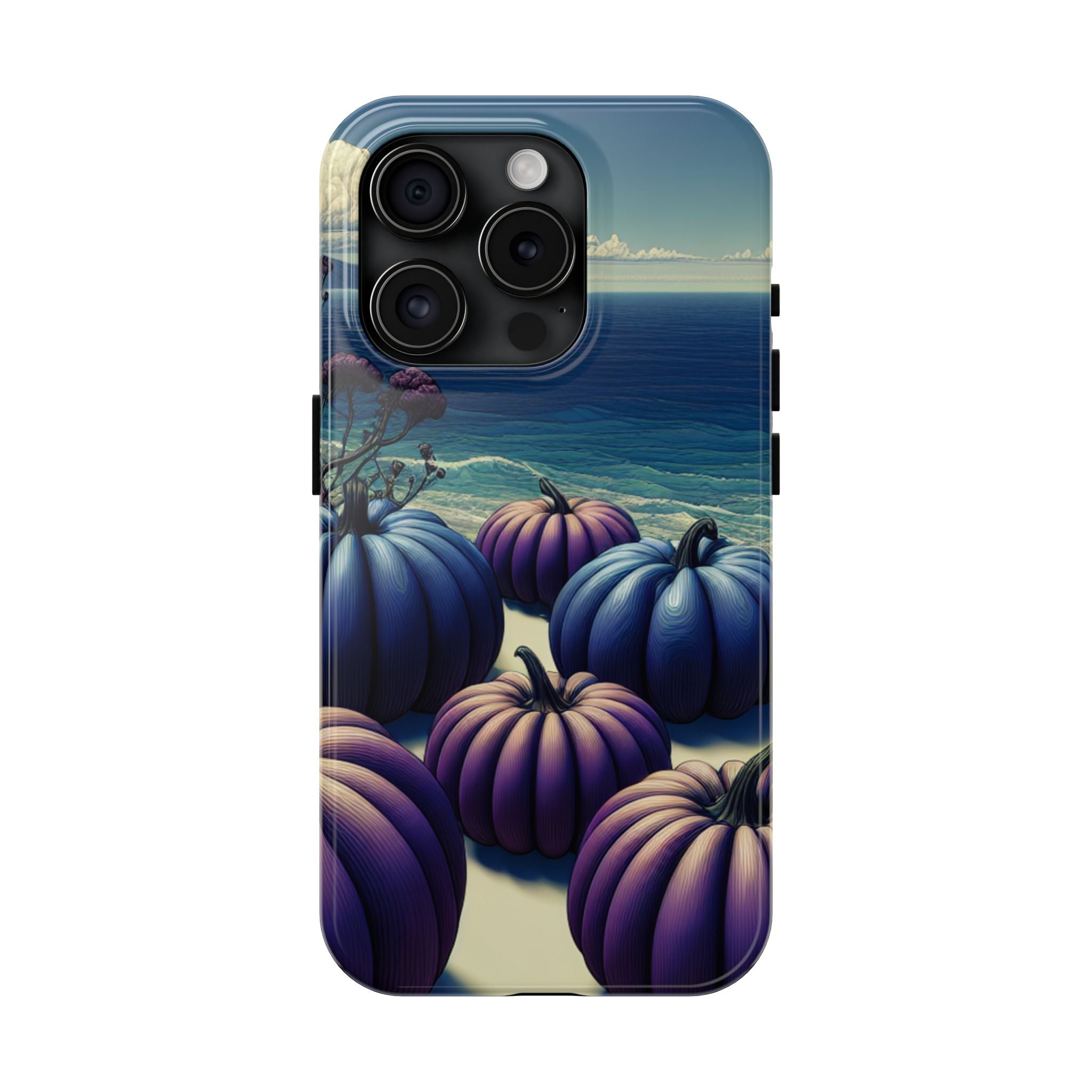 Blue Pumpkin Beach Tough Phone Case — Coastal Halloween Fall iPhone Cover