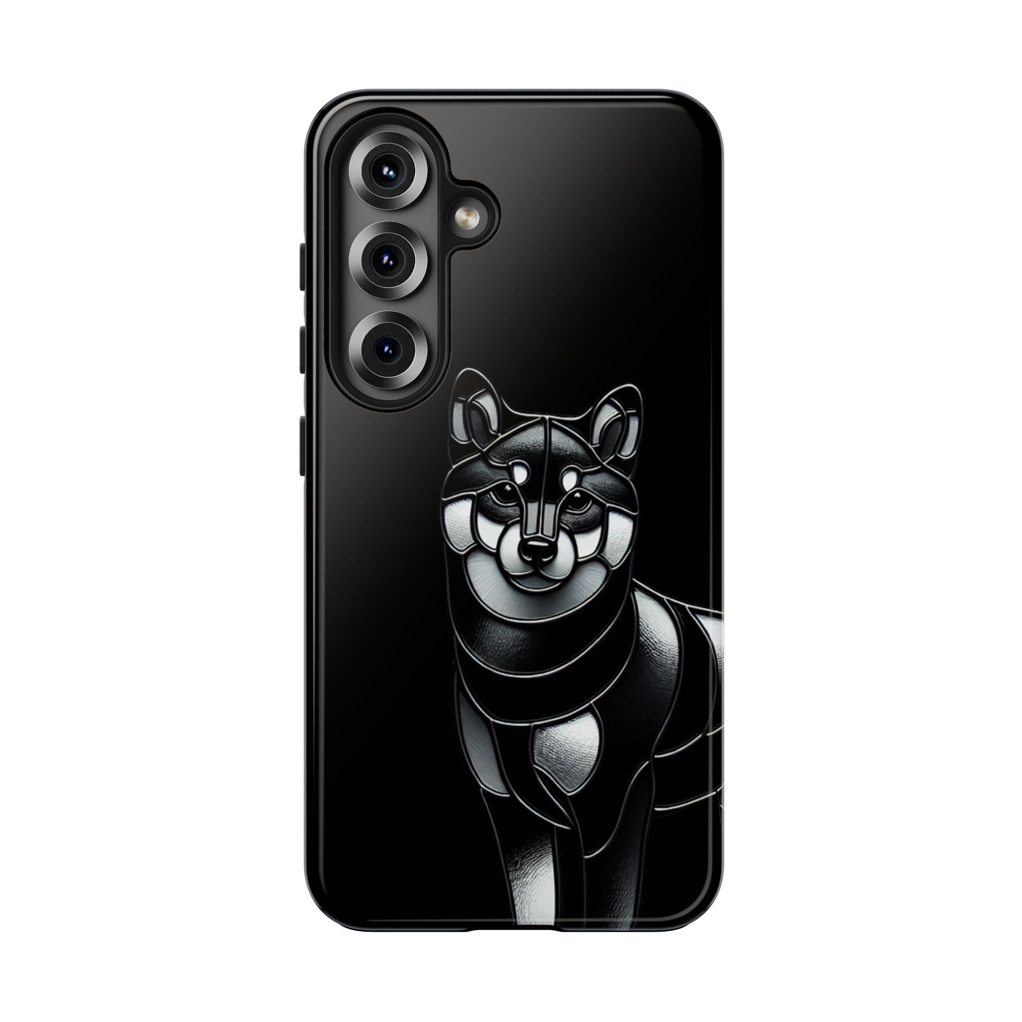 Wolf Silhouette Tough Phone Case — Black Geometric Wolf Protective Cover