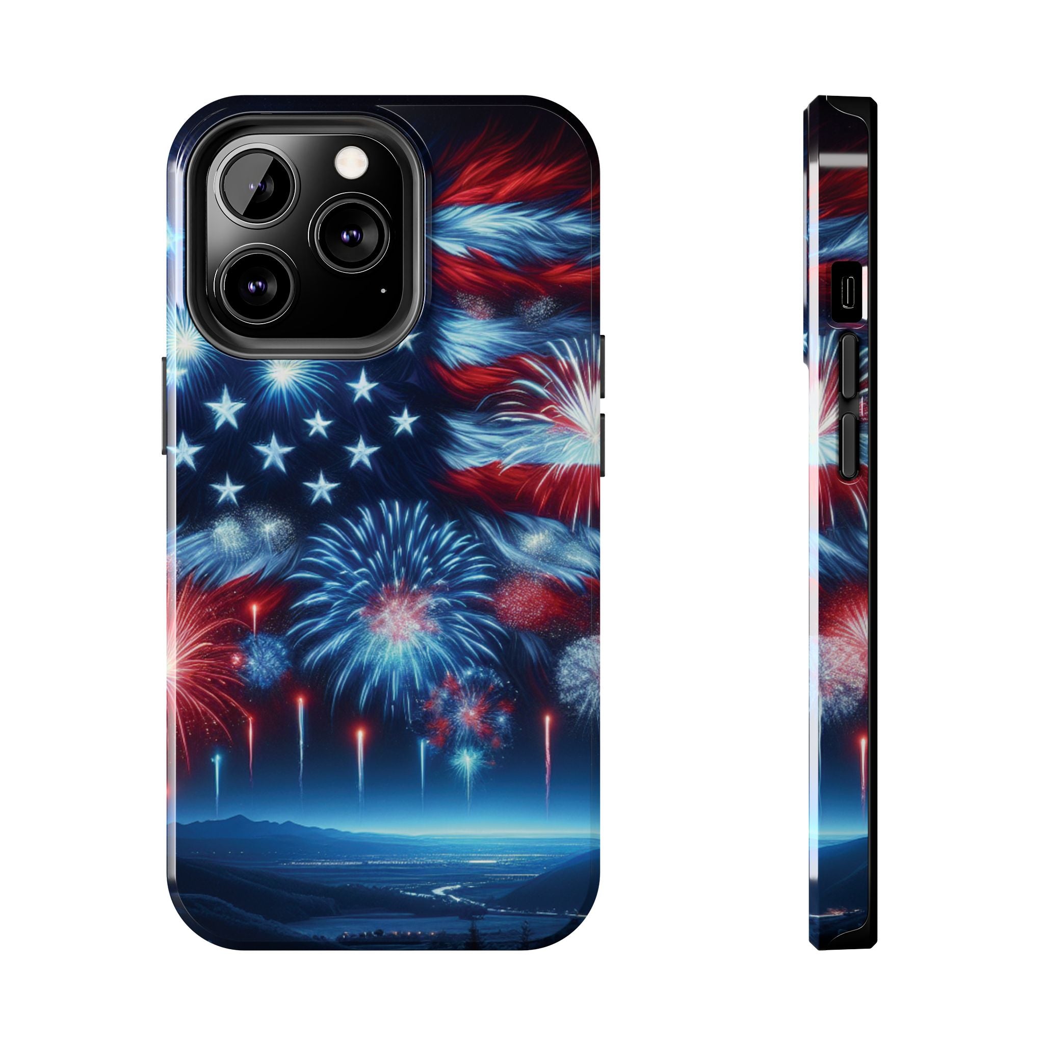 Patriotic Fireworks Phone Case, Independence Day, USA Pride, Tough Phone Cover, July 4th, Gift for Veterans